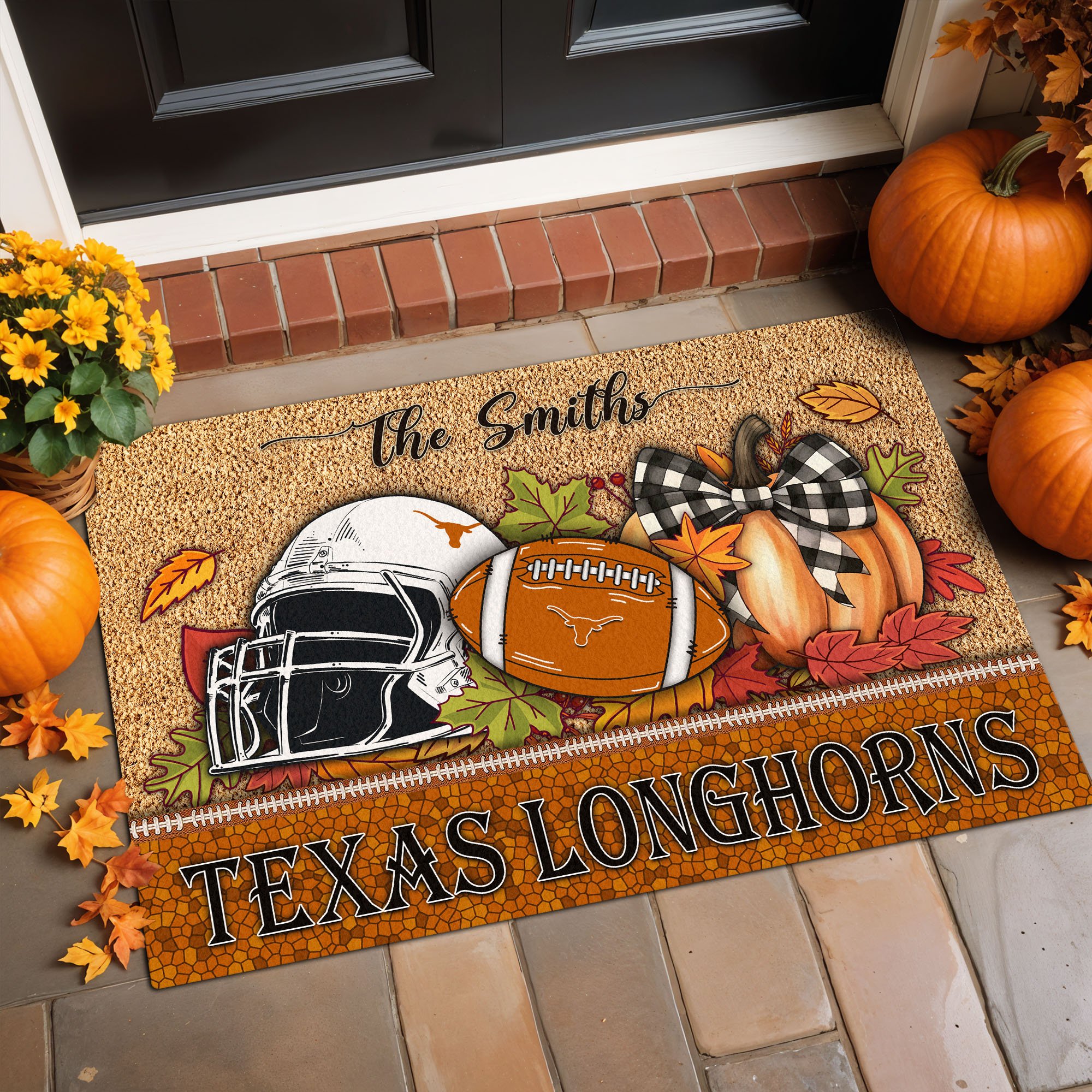 Texas Longhorns Doormat Custom Your Family Name, Sport Doormat, Sport Gifts For Fan, Home Decorations EHIVM-60231