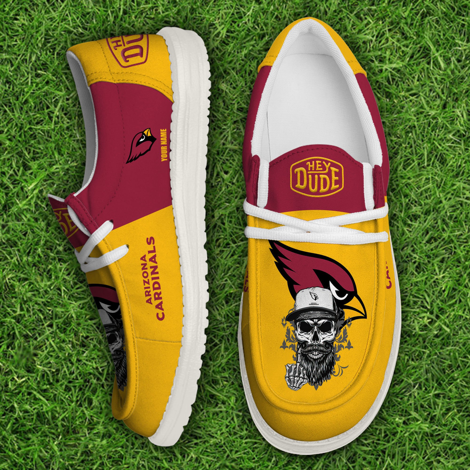 Arizona Cardinals Football Hey Dude Canvas Loafer Shoes Custom Your Name, Sport Shoes For Fan, Fan Gifts 