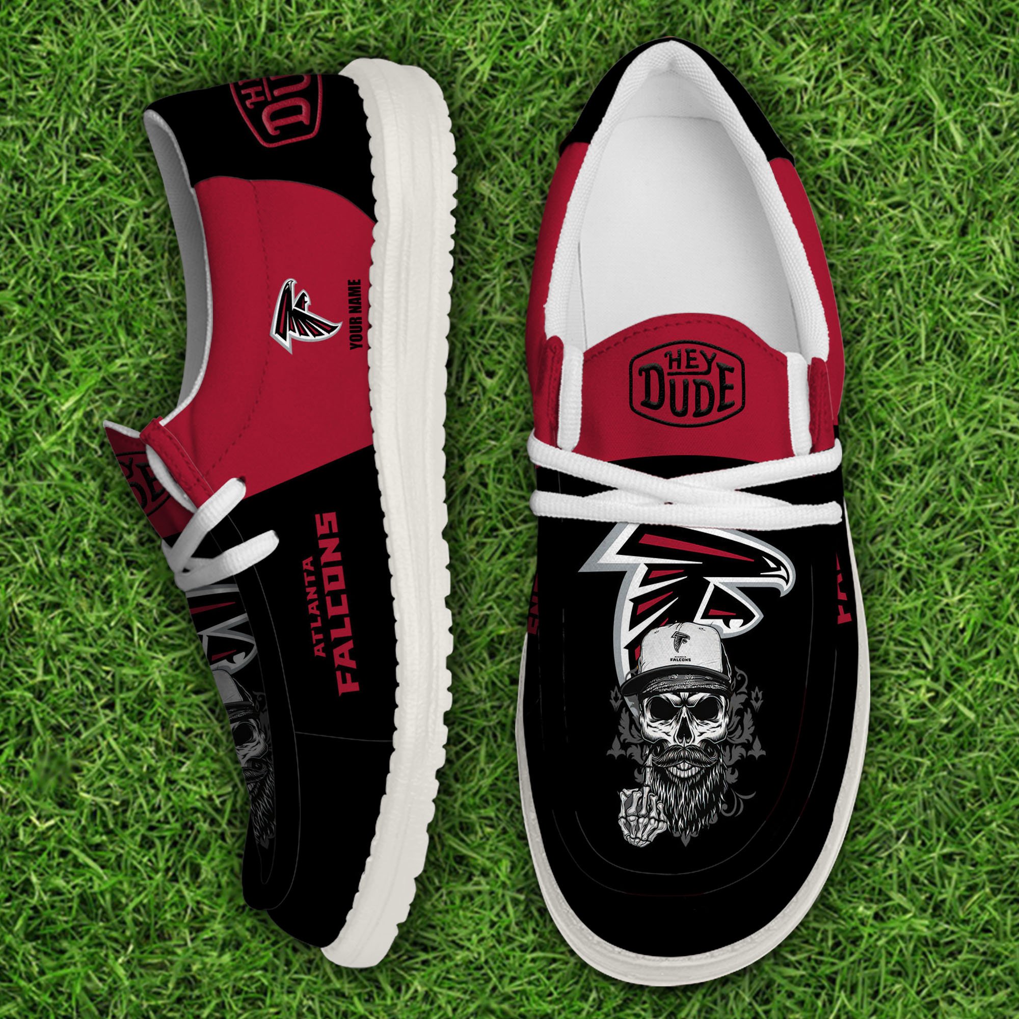 Atlanta Falcons Football Hey Dude Canvas Loafer Shoes Custom Your Name, Sport Shoes For Fan, Fan Gifts 