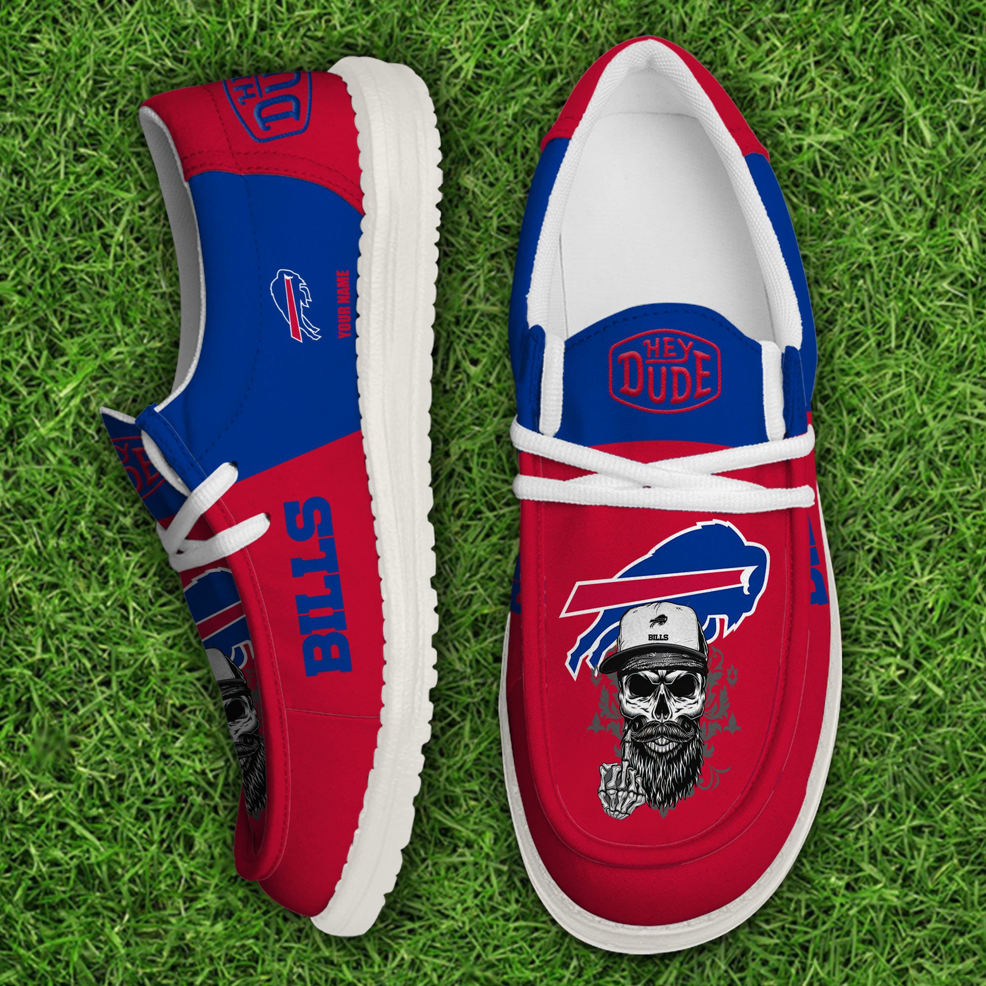 Buffalo Bills Football Hey Dude Canvas Loafer Shoes Custom Your Name, Sport Shoes For Fan, Fan Gifts 