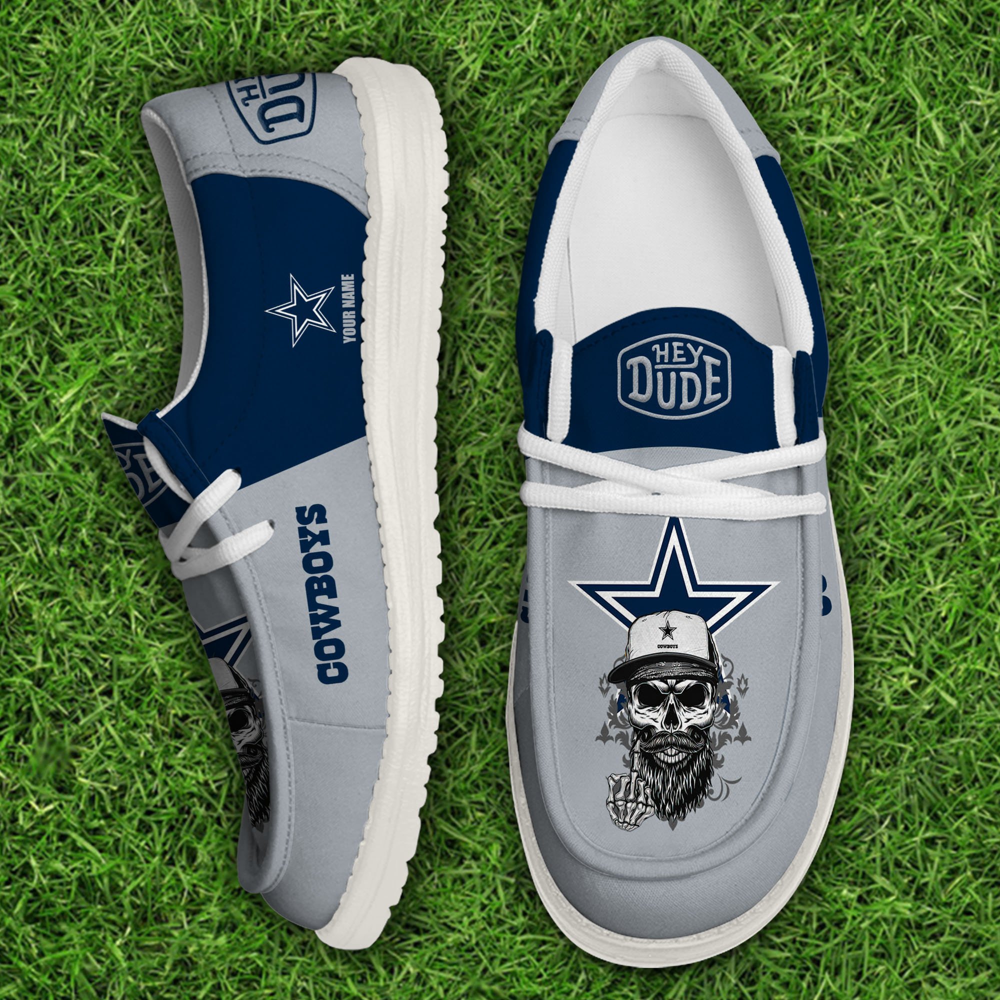 Dallas Cowboys Football Hey Dude Canvas Loafer Shoes Custom Your Name, Sport Shoes For Fan, Fan Gifts 