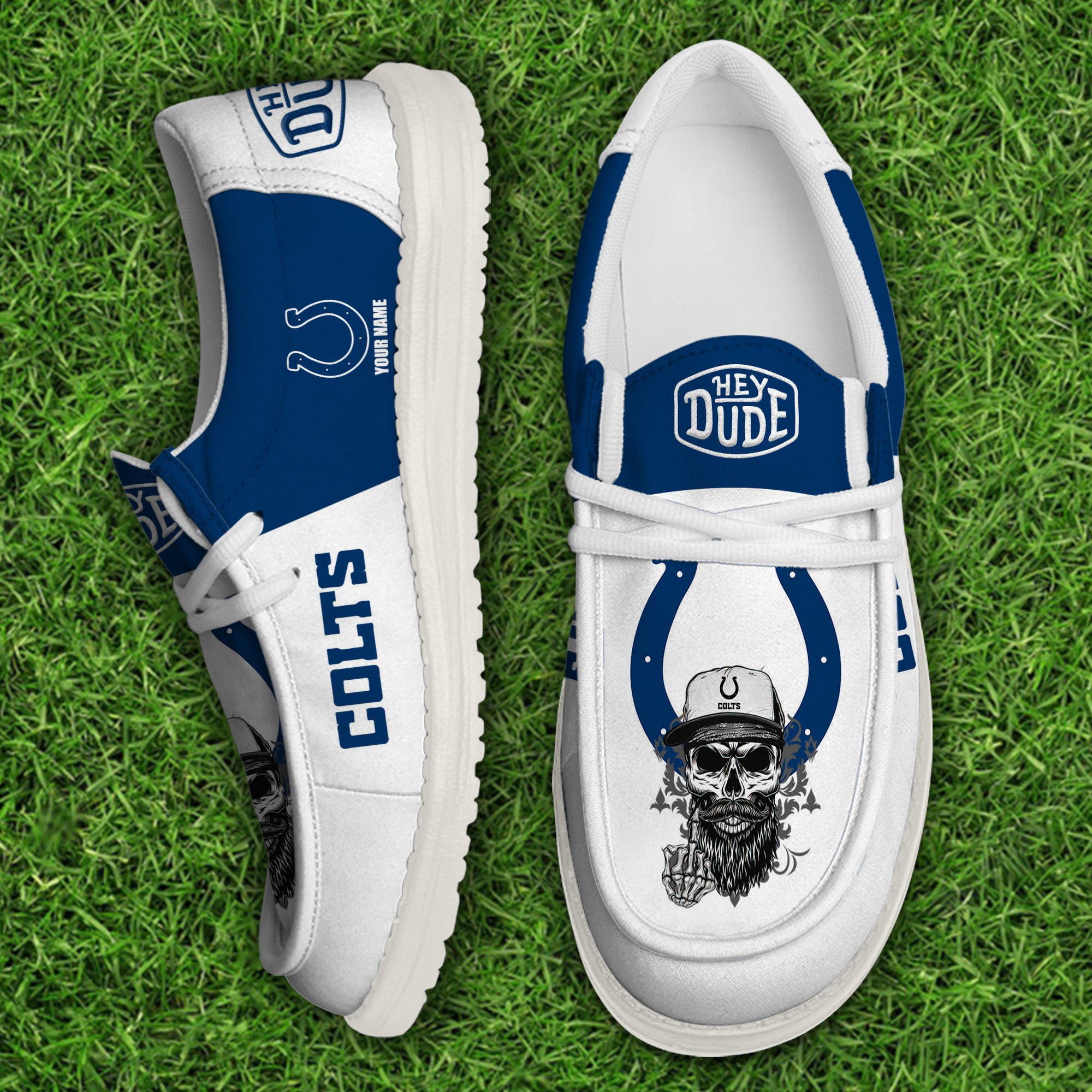 Indianapolis Colts Football Hey Dude Canvas Loafer Shoes Custom Your Name, Sport Shoes For Fan, Fan Gifts 