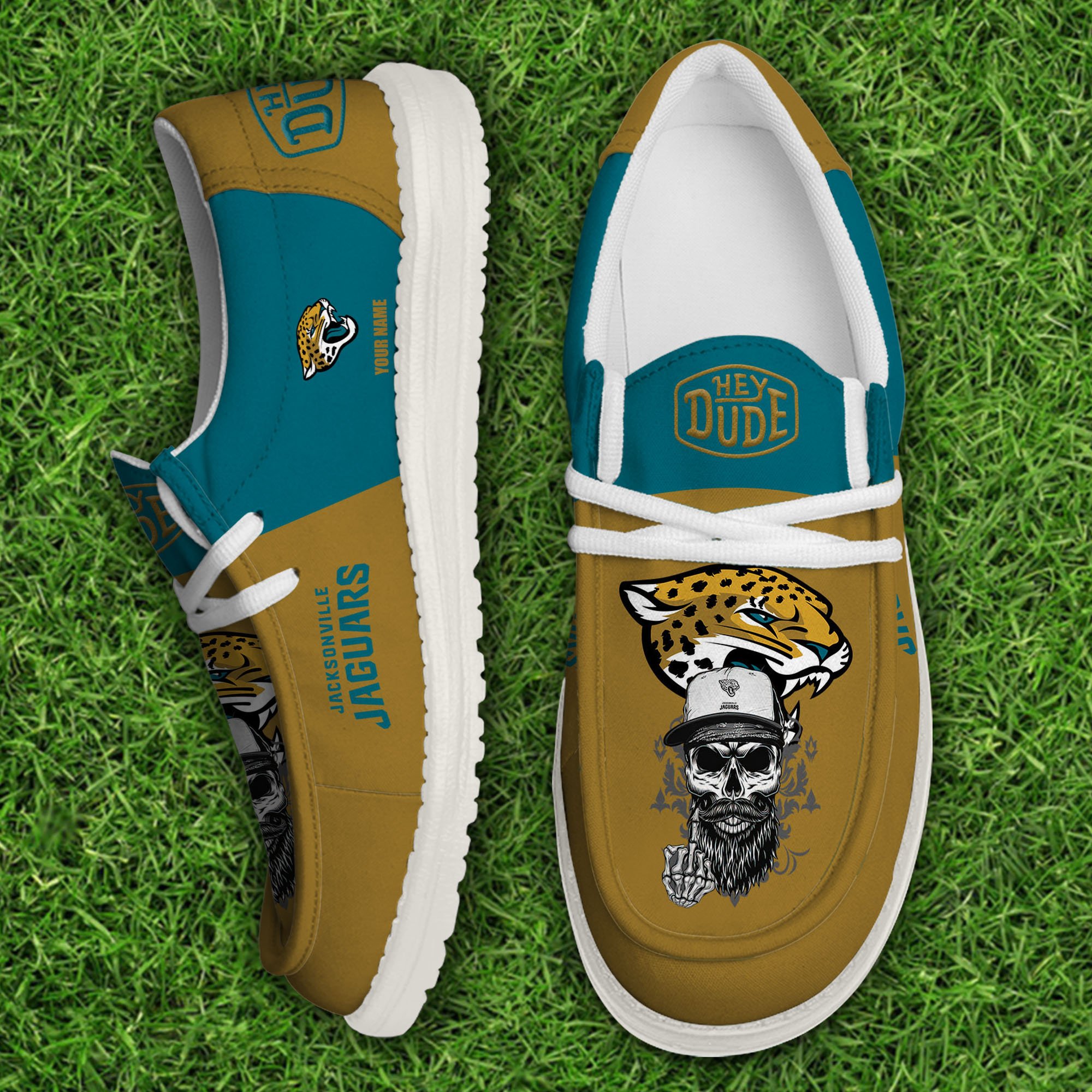 Jacksonville Jaguars Football Hey Dude Canvas Loafer Shoes Custom Your Name, Sport Shoes For Fan, Fan Gifts 