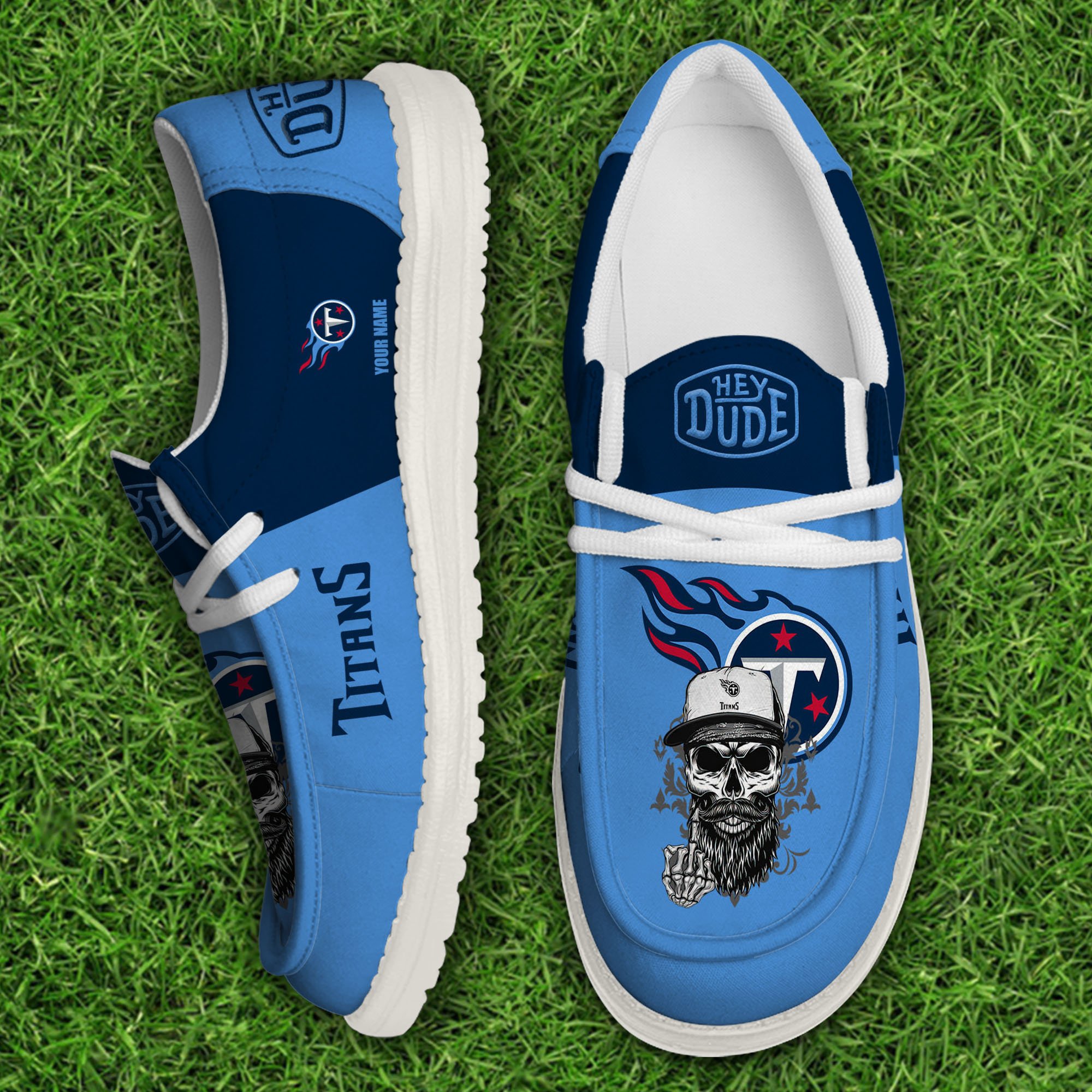 Tennessee Titans Football Hey Dude Canvas Loafer Shoes Custom Your Name, Sport Shoes For Fan, Fan Gifts 