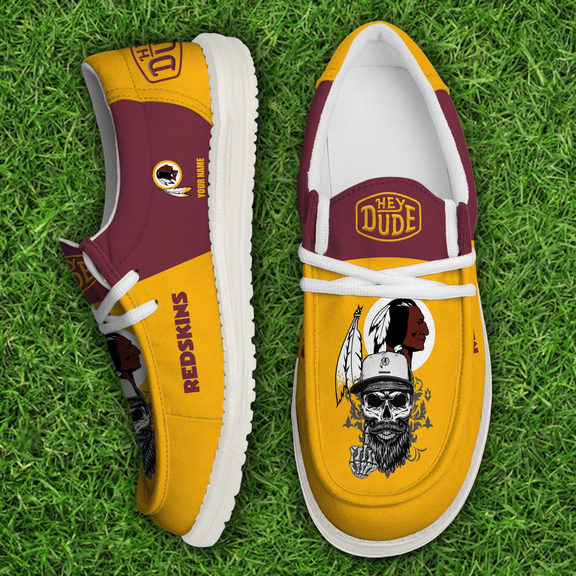 Washington Redskins Football Hey Dude Canvas Loafer Shoes Custom Your Name, Sport Shoes For Fan, Fan Gifts 