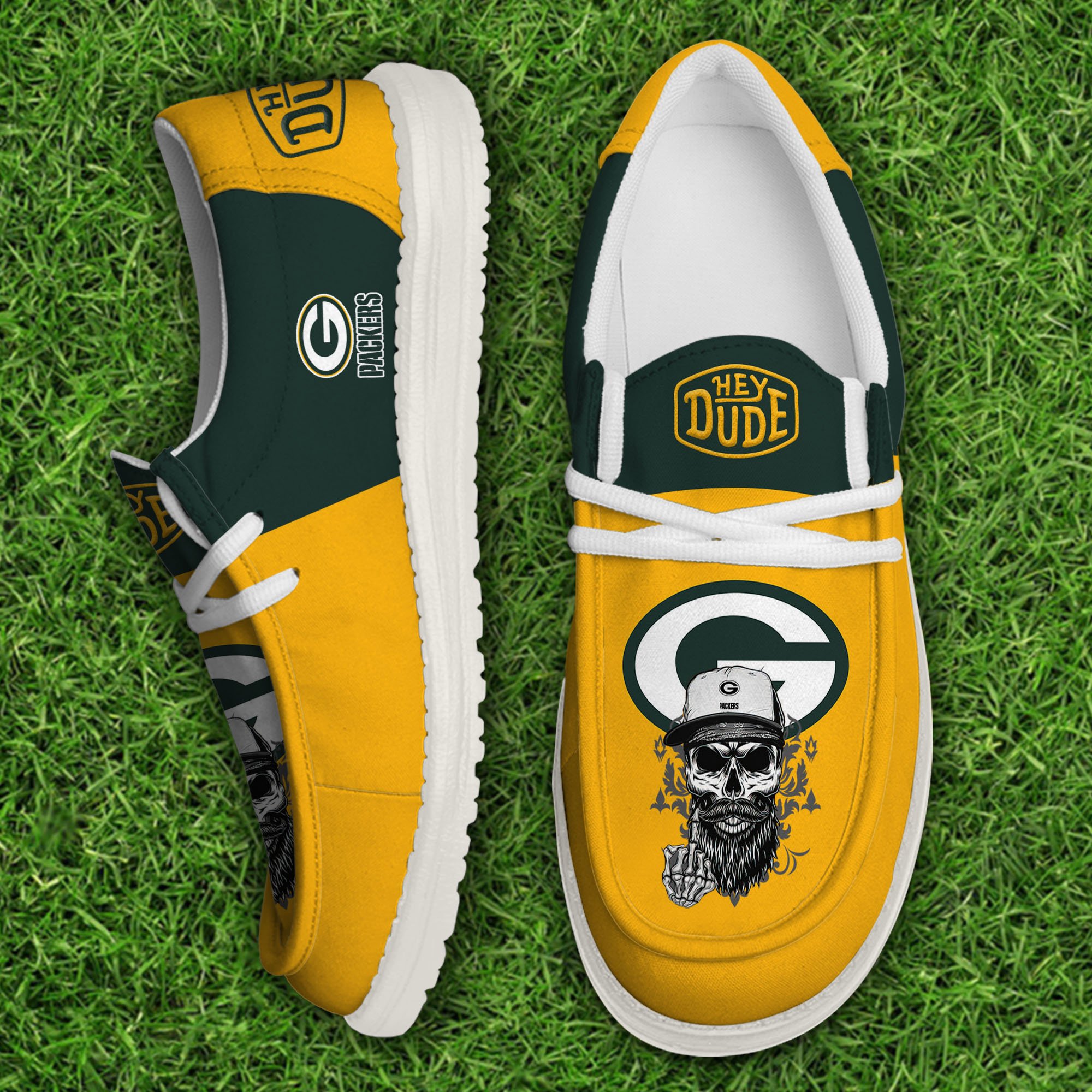 Green Bay Packers Football Hey Dude Canvas Loafer Shoes, Sport Shoes For Fan, Fan Gifts EHIVM-60915