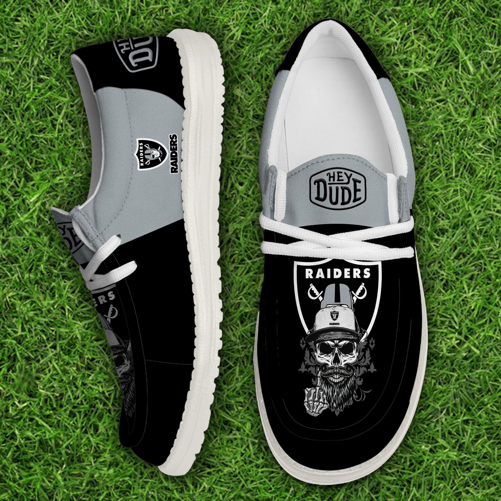 Las Vegas Raiders Football Hey Dude Canvas Loafer Shoes, Sport Shoes For Fan, Fan Gifts EHIVM-60915