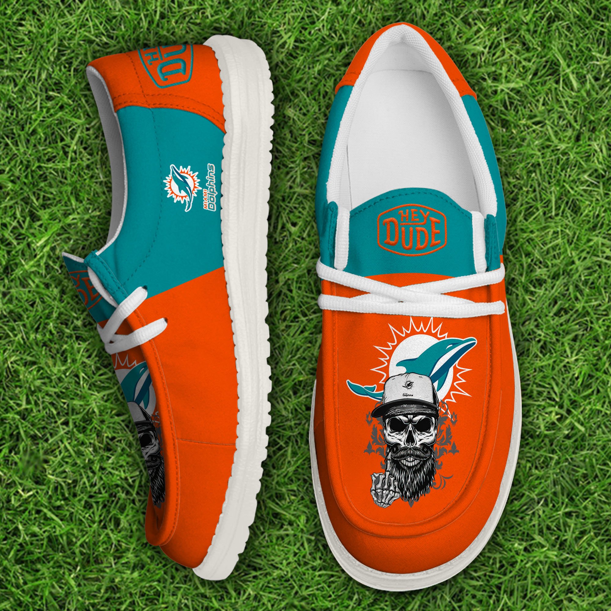 Miami Dolphins Football Hey Dude Canvas Loafer Shoes, Sport Shoes For Fan, Fan Gifts EHIVM-60915