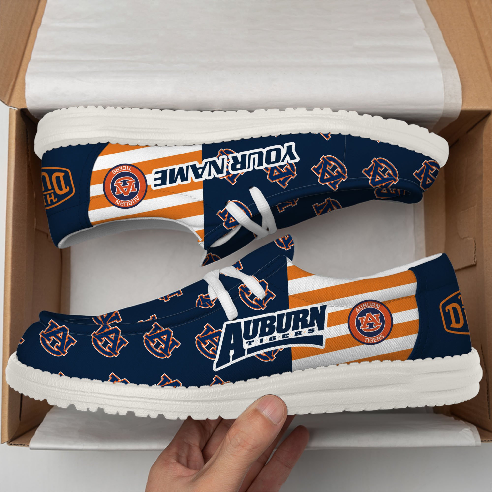 Auburn Tigers Football Hey Dude Canvas Loafer Shoes Custom Your Name, Sport Shoes For Fan, Fan Gifts EHIVM-60825 