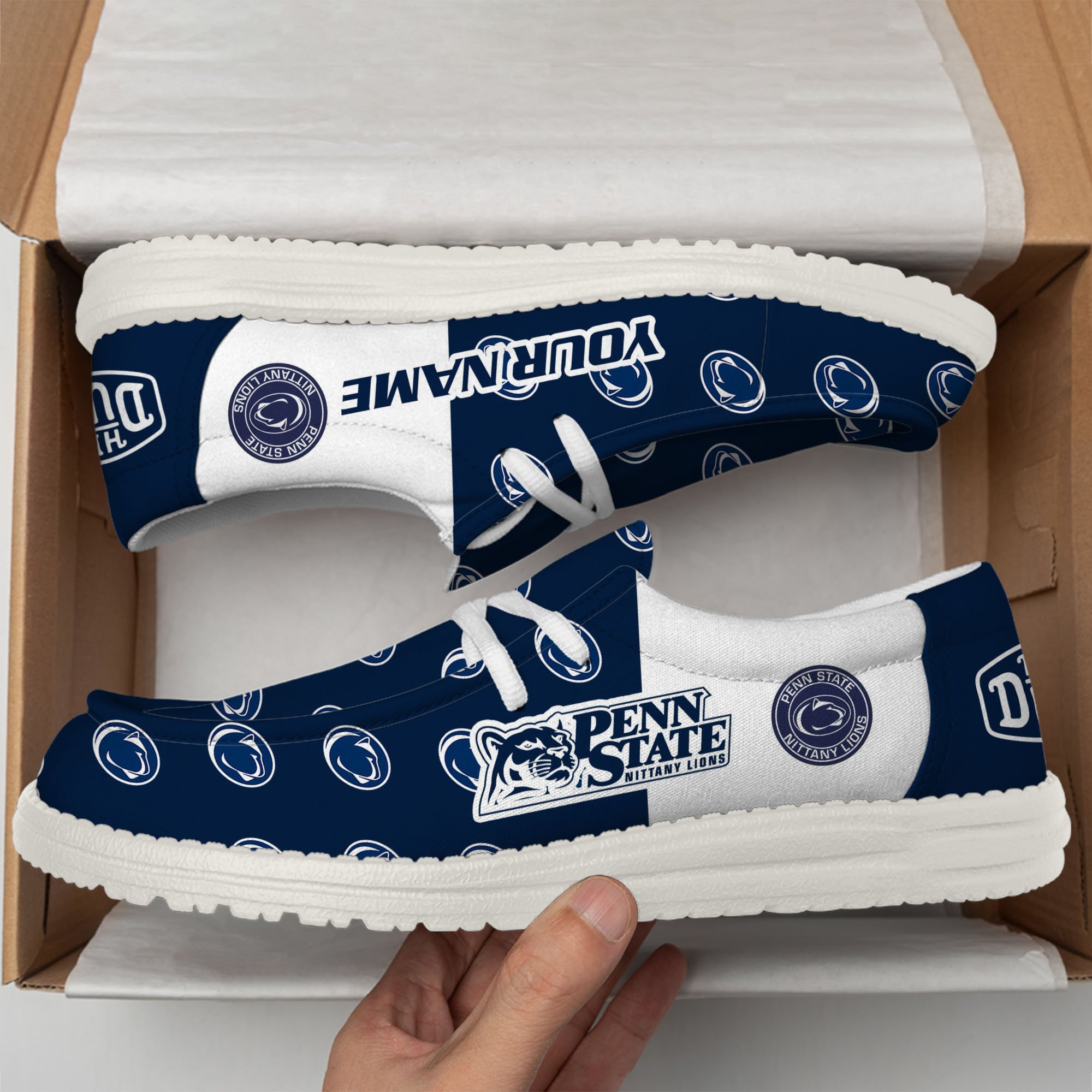 Penn State Nittany Lions Football Hey Dude Canvas Loafer Shoes Custom Your Name, Sport Shoes For Fan, Fan Gifts EHIVM-60825 