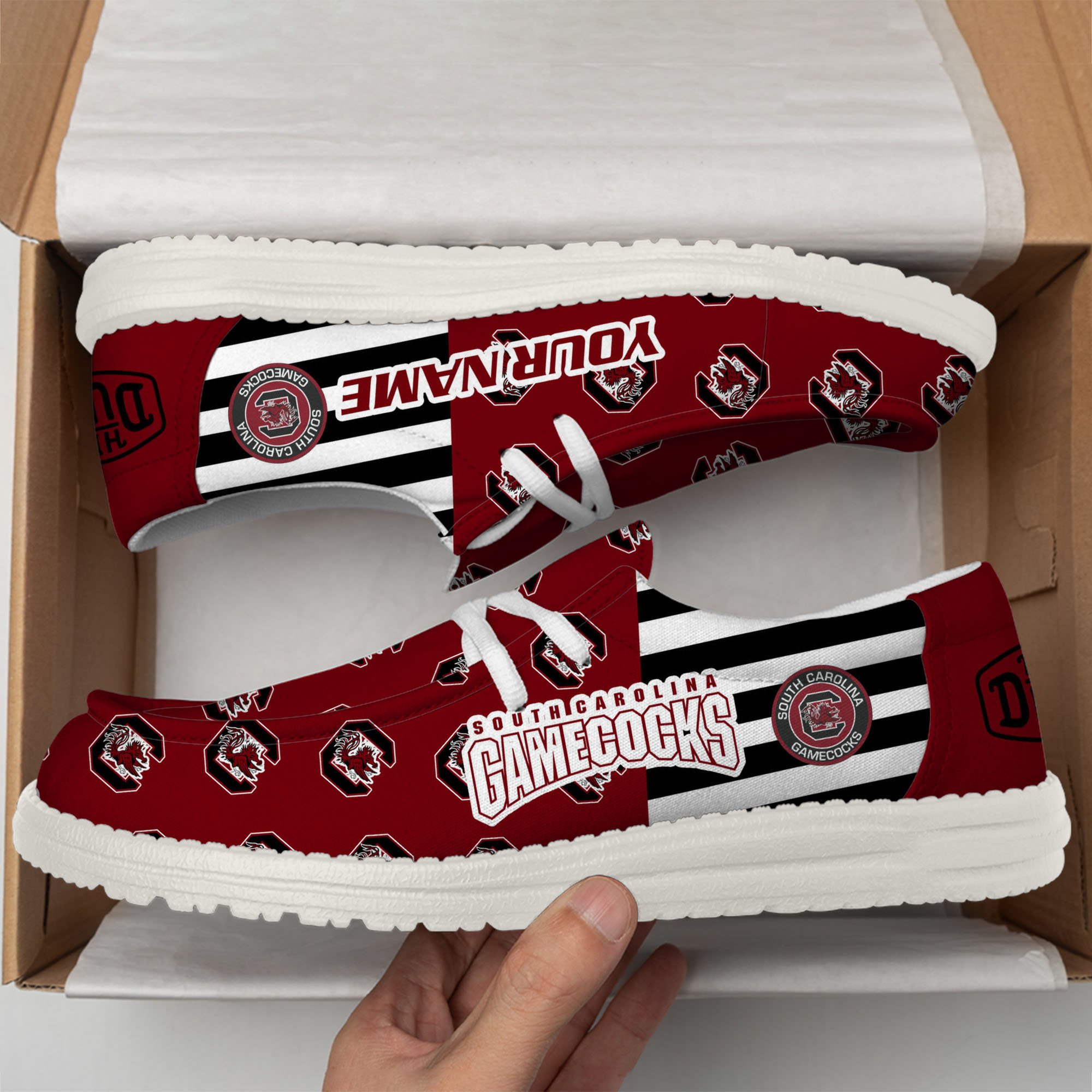 South Carolina Gamecocks Football Hey Dude Canvas Loafer Shoes Custom Your Name, Sport Shoes For Fan, Fan Gifts EHIVM-60825 