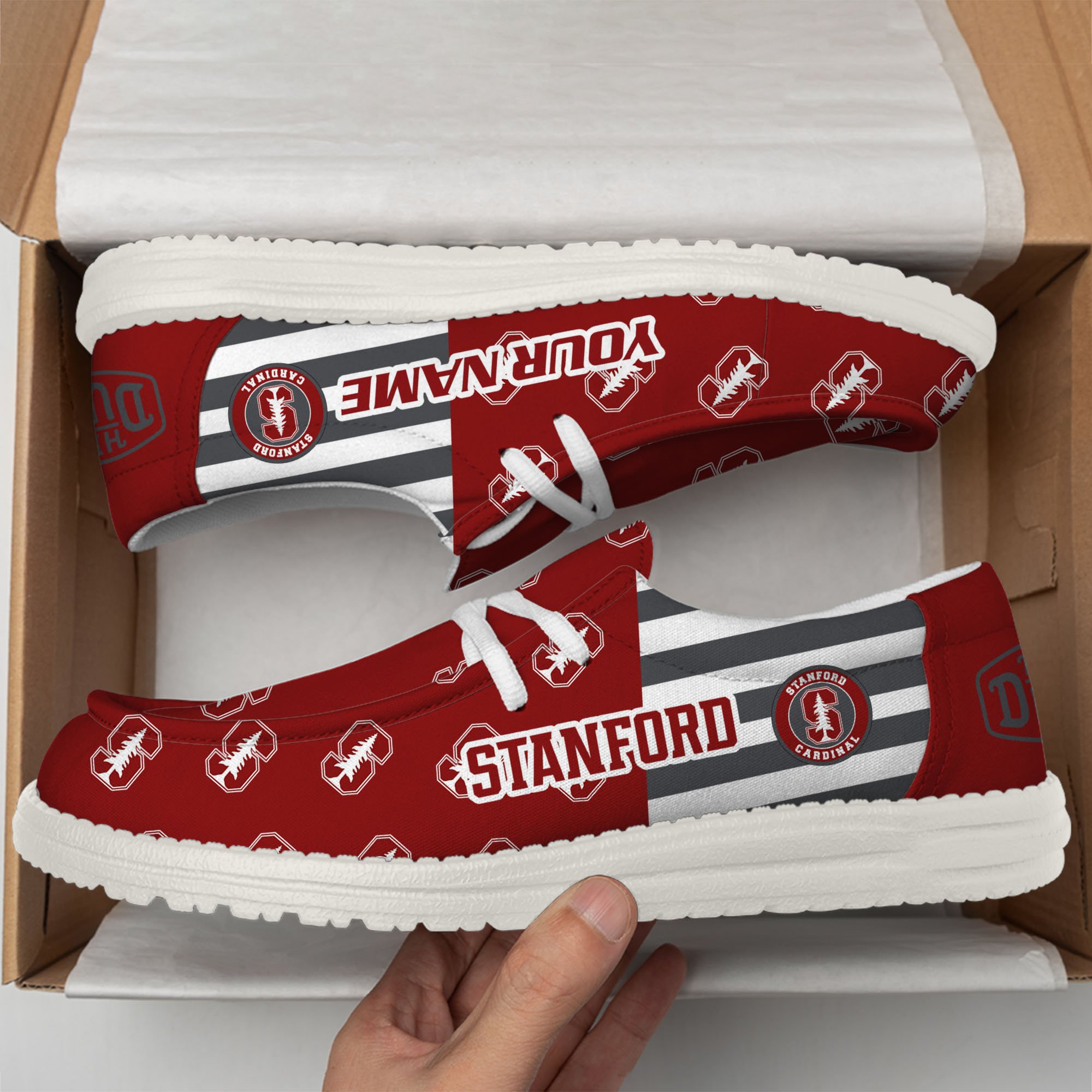 Stanford Cardinal Football Hey Dude Canvas Loafer Shoes Custom Your Name, Sport Shoes For Fan, Fan Gifts EHIVM-60825 