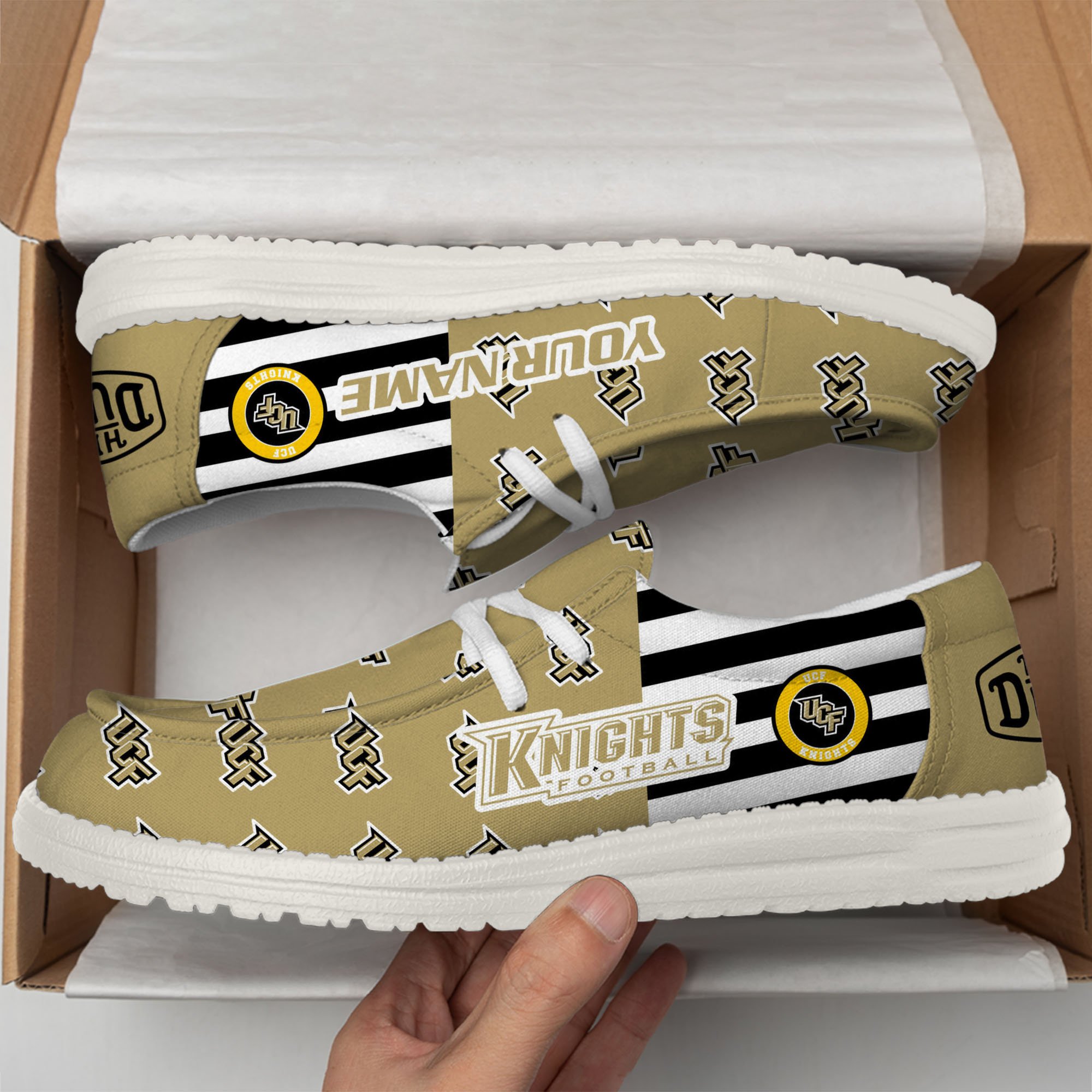 UCF Knights Football Hey Dude Canvas Loafer Shoes Custom Your Name, Sport Shoes For Fan, Fan Gifts EHIVM-60825 