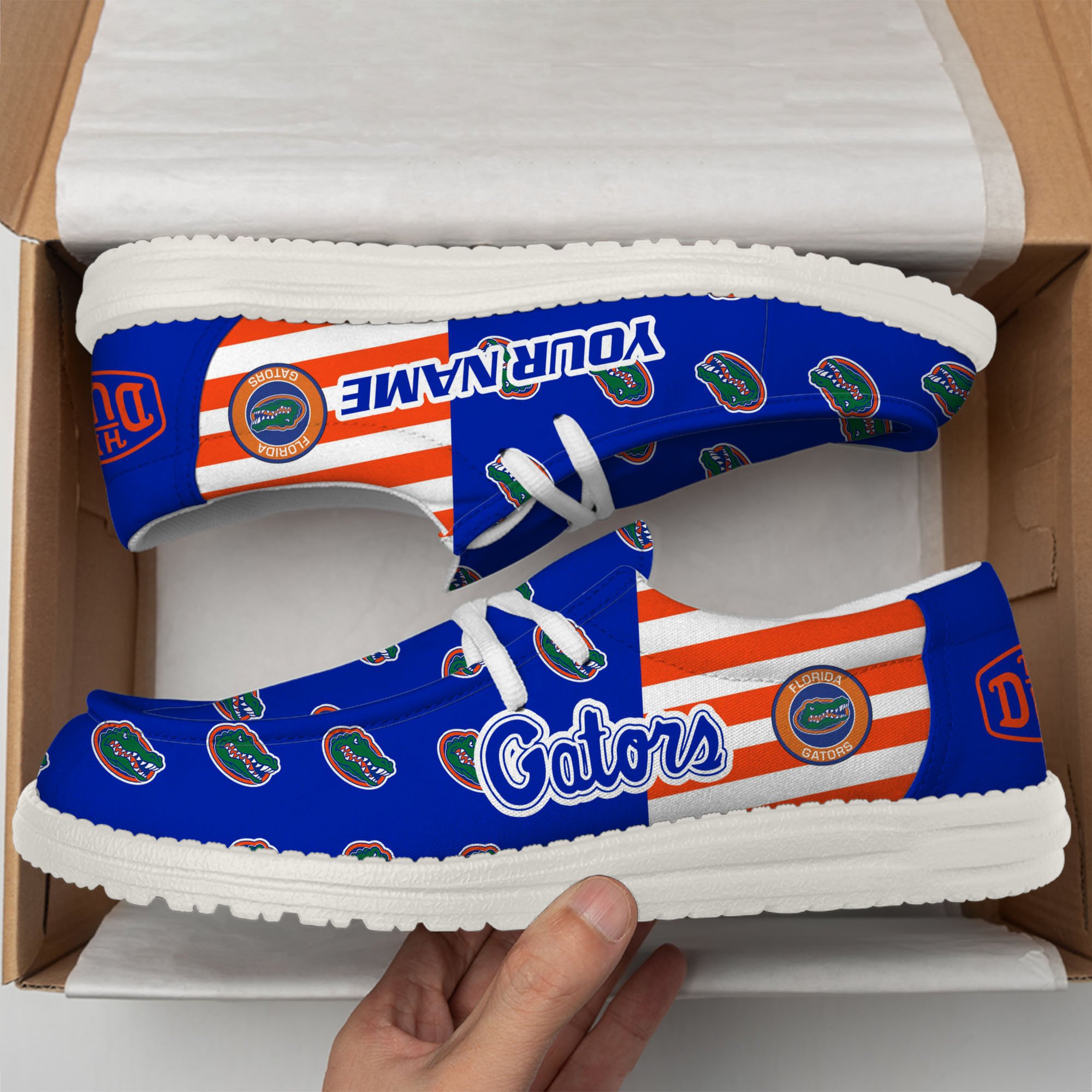 Florida Gators Football Hey Dude Canvas Loafer Shoes Custom Your Name, Sport Shoes For Fan, Fan Gifts EHIVM-60825 