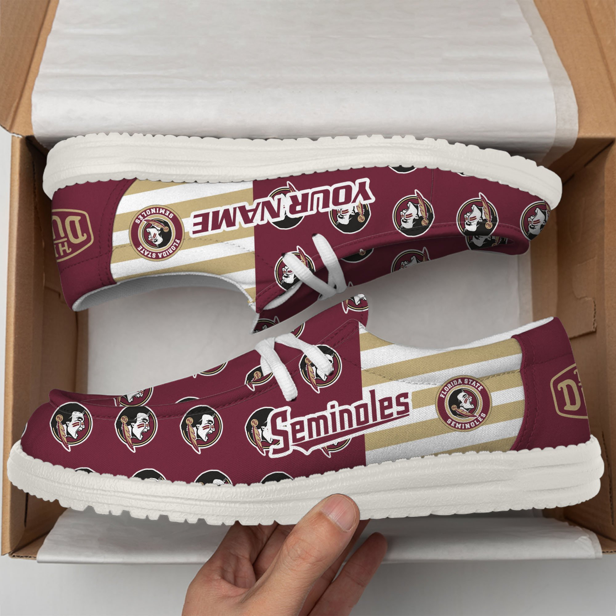 Florida State Seminoles Football Hey Dude Canvas Loafer Shoes Custom Your Name, Sport Shoes For Fan, Fan Gifts EHIVM-60825 