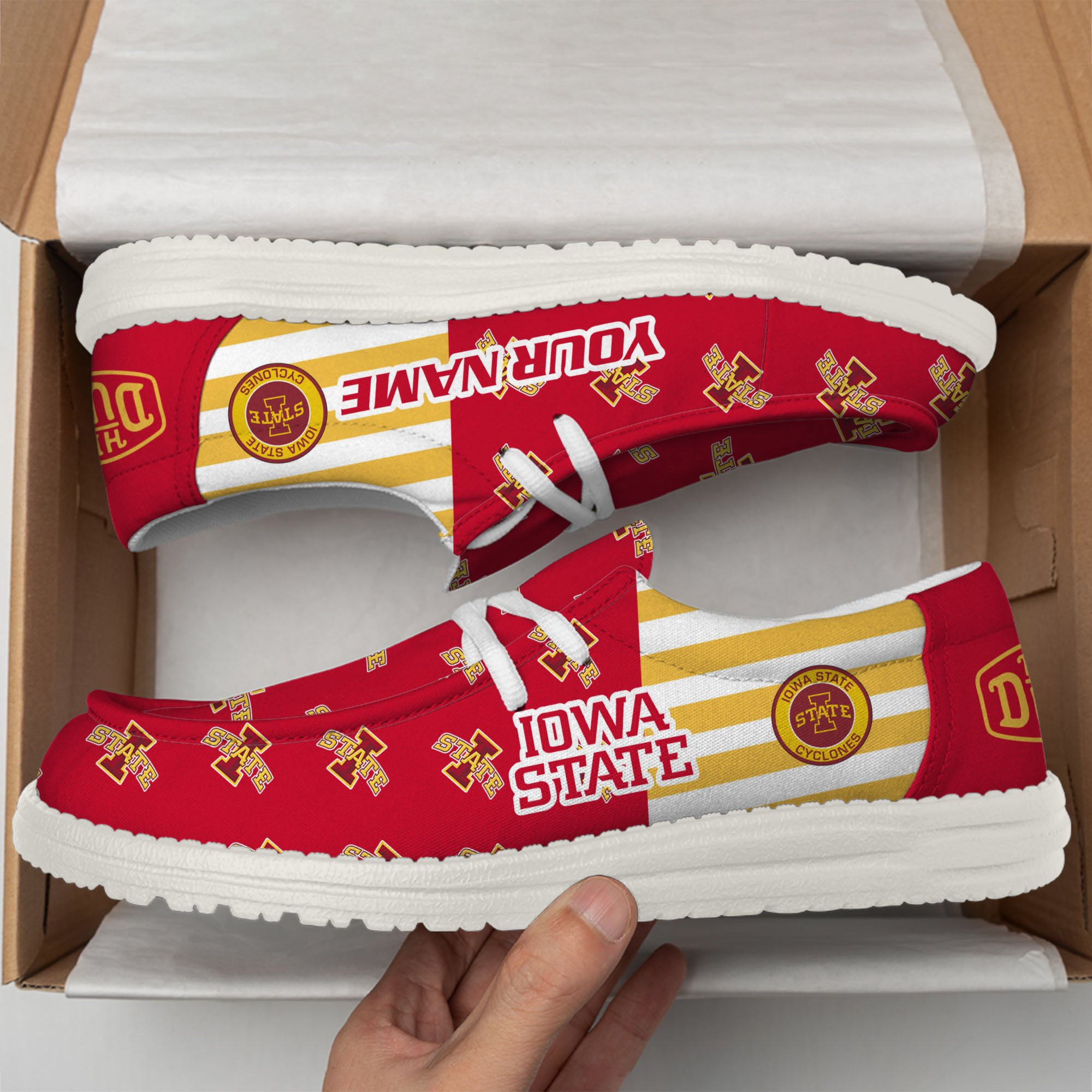 Iowa State Cyclones Football Hey Dude Canvas Loafer Shoes Custom Your Name, Sport Shoes For Fan, Fan Gifts EHIVM-60825 