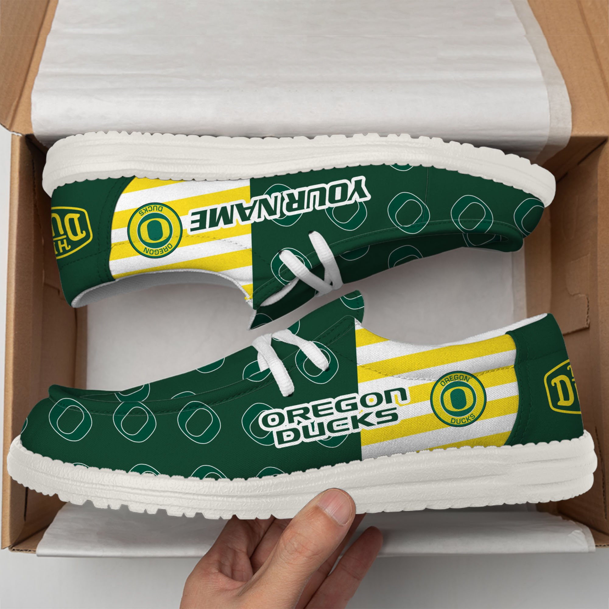 Oregon Ducks Football Hey Dude Canvas Loafer Shoes Custom Your Name, Sport Shoes For Fan, Fan Gifts EHIVM-60825 