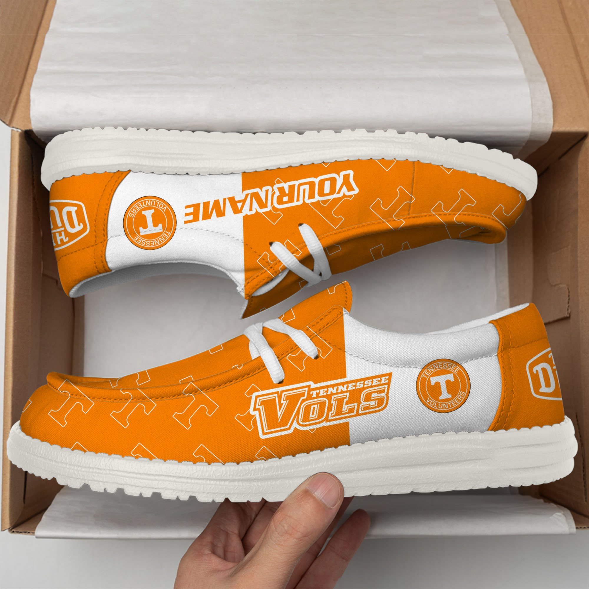 Tennessee Volunteers Football Hey Dude Canvas Loafer Shoes Custom Your Name, Sport Shoes For Fan, Fan Gifts EHIVM-60825 