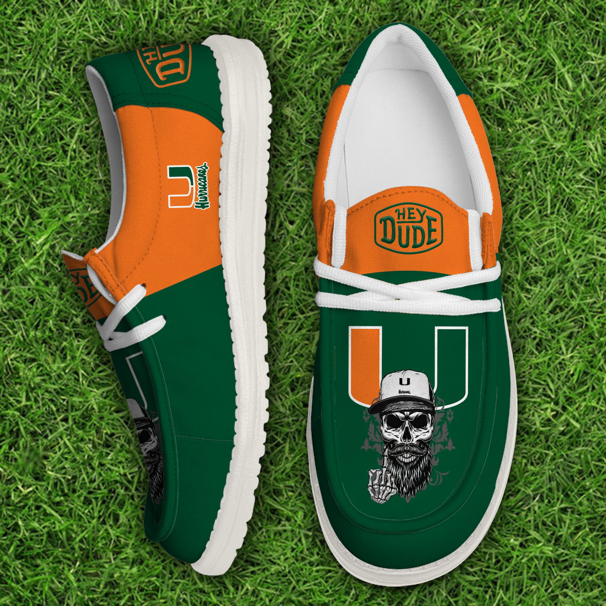 Miami Hurricanes Football Hey Dude Canvas Loafer Shoes, Sport Shoes For Fan, Fan Gifts EHIVM-60894