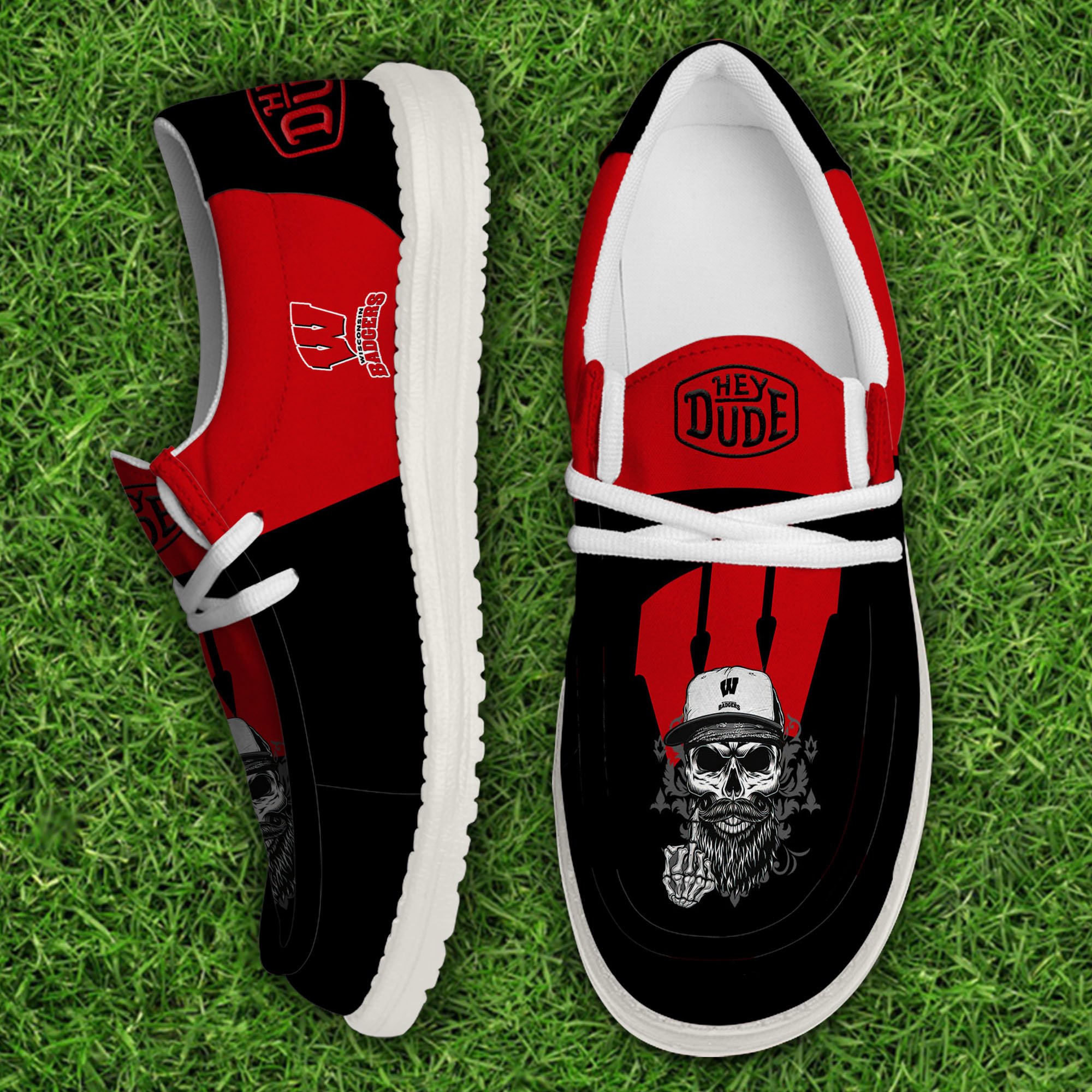 Wisconsin Badgers Football Hey Dude Canvas Loafer Shoes, Sport Shoes For Fan, Fan Gifts EHIVM-60894