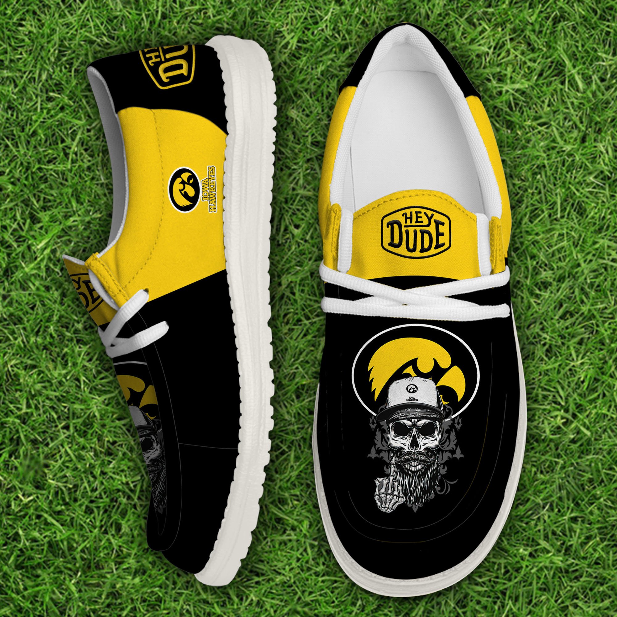 Iowa Hawkeyes Football Hey Dude Canvas Loafer Shoes, Sport Shoes For Fan, Fan Gifts EHIVM-60894