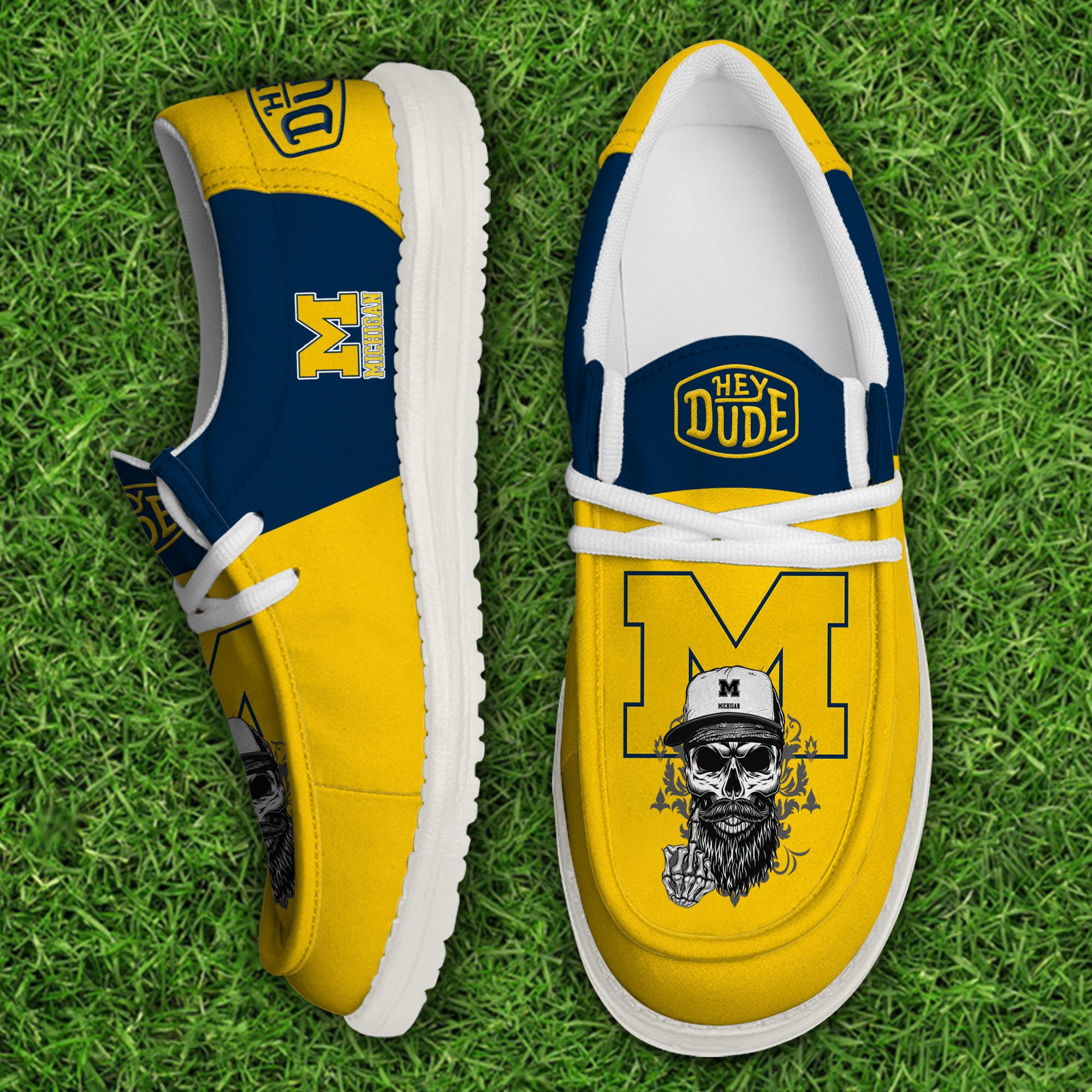 Michigan Wolverines Football Hey Dude Canvas Loafer Shoes, Sport Shoes For Fan, Fan Gifts EHIVM-60894