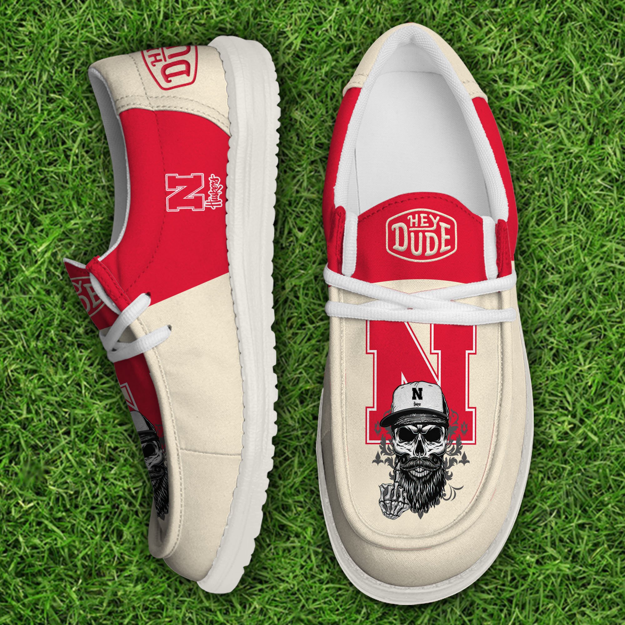 Nebraska Cornhuskers Football Hey Dude Canvas Loafer Shoes, Sport Shoes For Fan, Fan Gifts EHIVM-60894