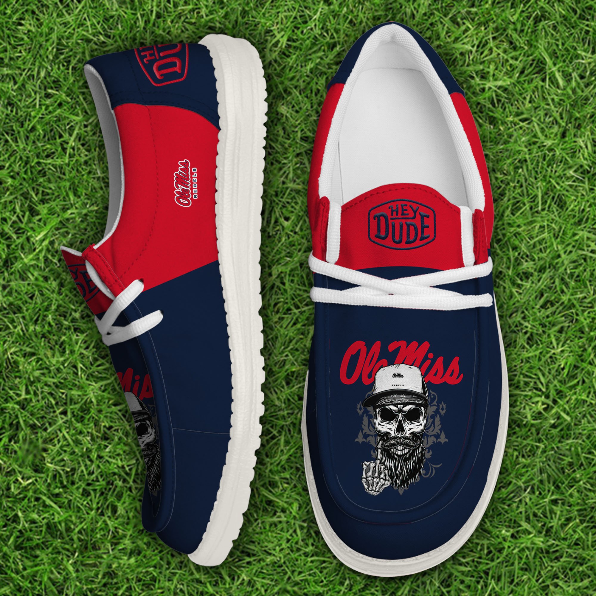 Ole Miss Rebels Football Hey Dude Canvas Loafer Shoes, Sport Shoes For Fan, Fan Gifts EHIVM-60894