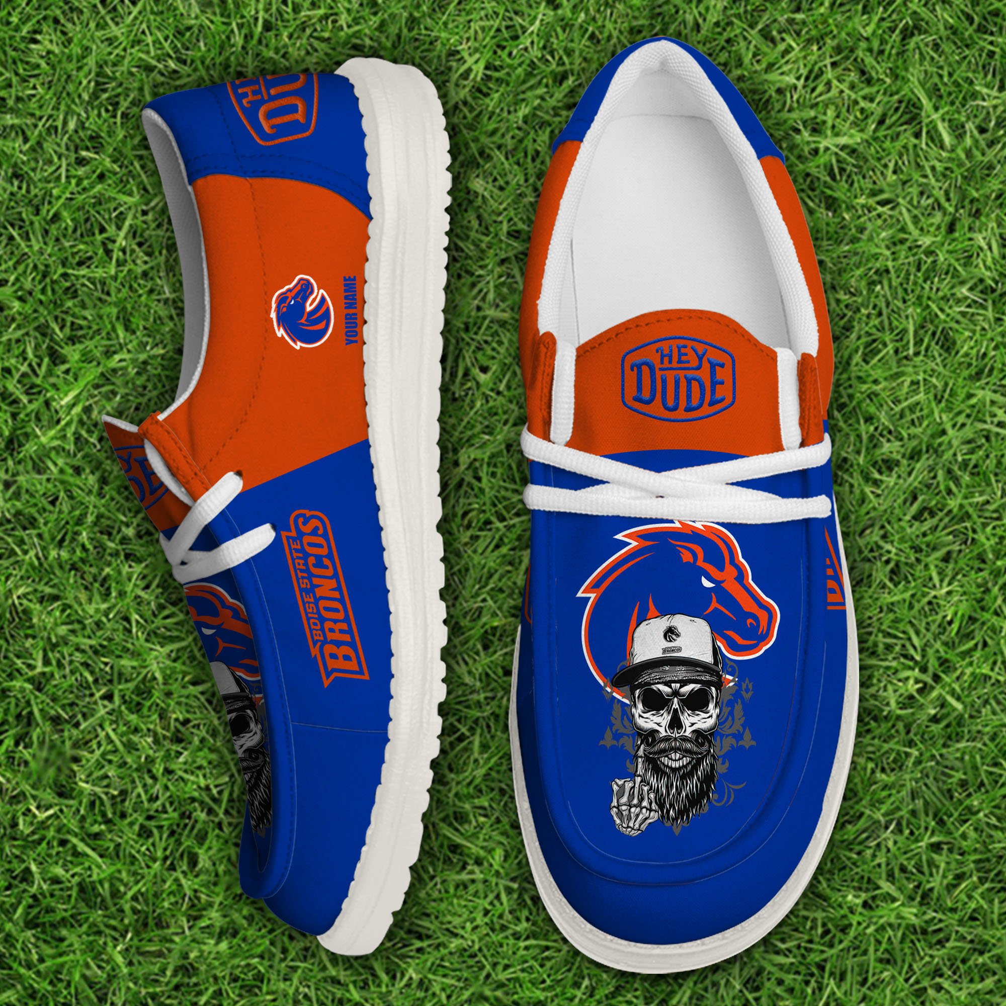 Boise State Broncos Football Hey Dude Canvas Loafer Shoes Custom Your Name, Sport Shoes For Fan, Fan Gifts EHIVM-60908