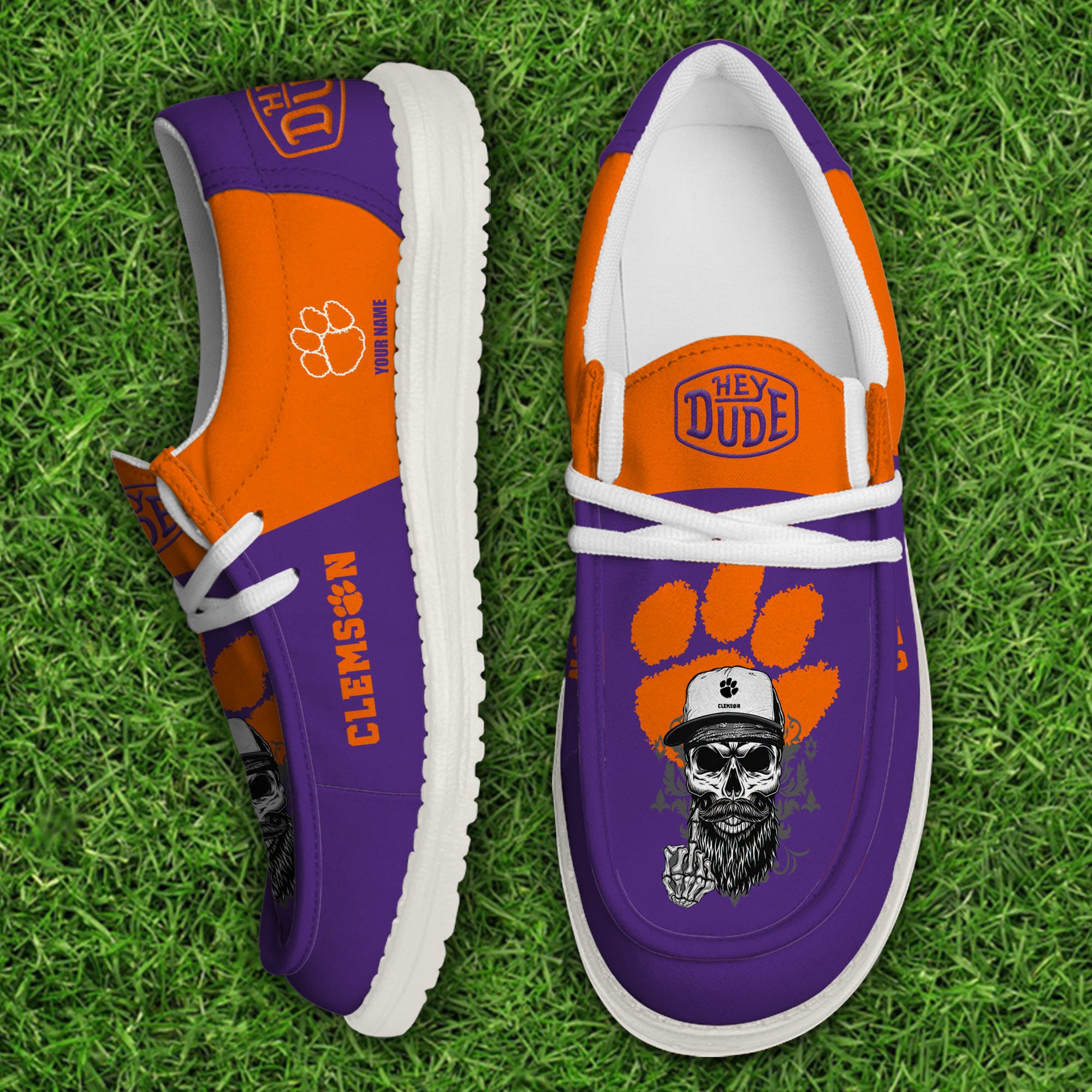 Clemson Tigers Football Hey Dude Canvas Loafer Shoes Custom Your Name, Sport Shoes For Fan, Fan Gifts EHIVM-60908