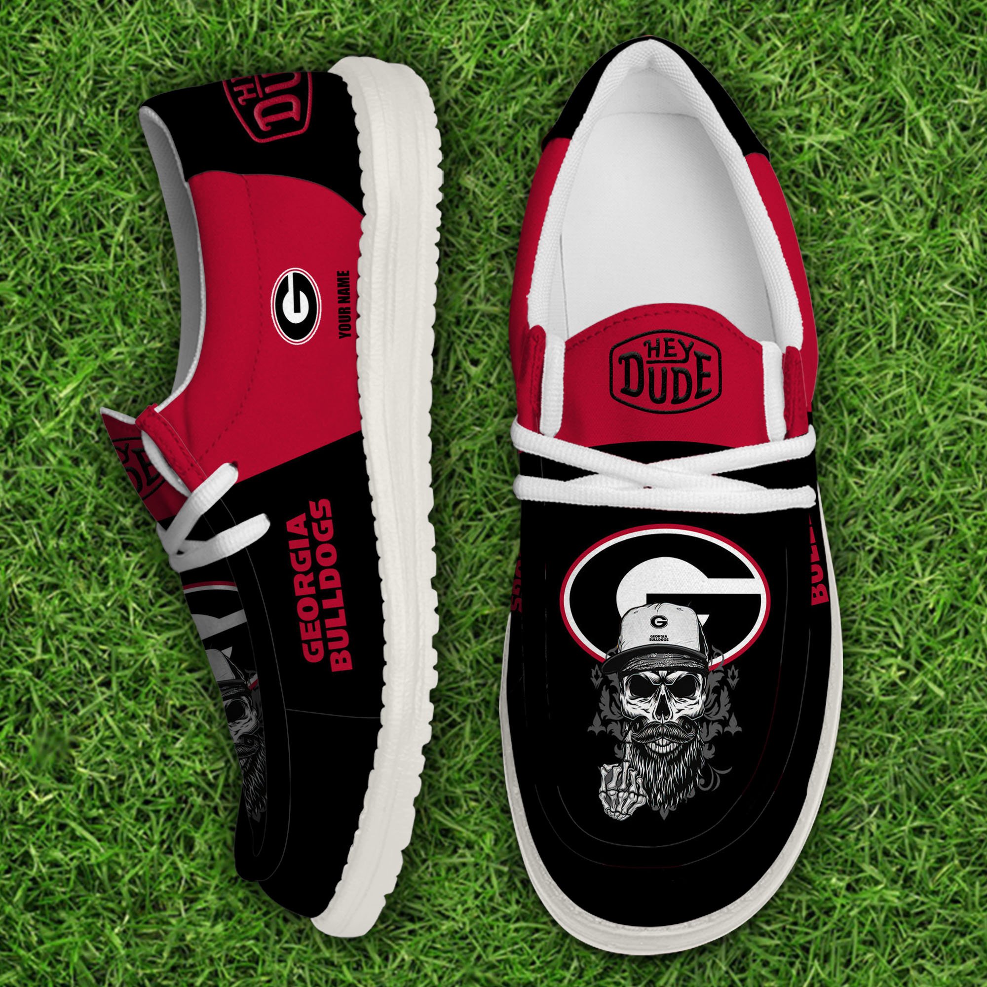 Georgia Bulldogs Football Hey Dude Canvas Loafer Shoes Custom Your Name, Sport Shoes For Fan, Fan Gifts EHIVM-60908