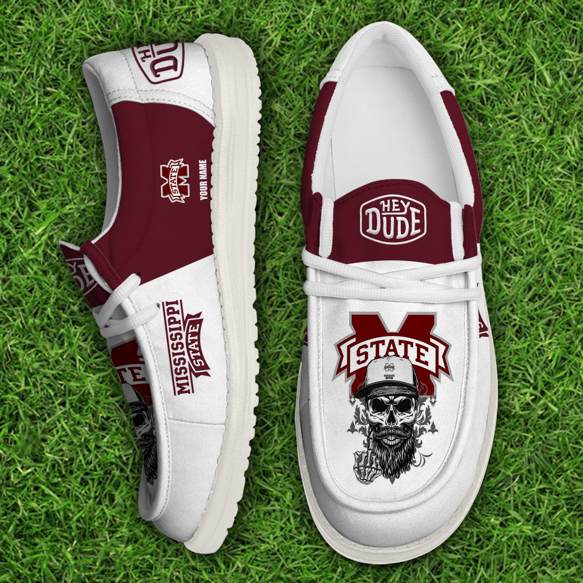 Mississippi State Bulldogs Football Hey Dude Canvas Loafer Shoes Custom Your Name, Sport Shoes For Fan, Fan Gifts EHIVM-60908