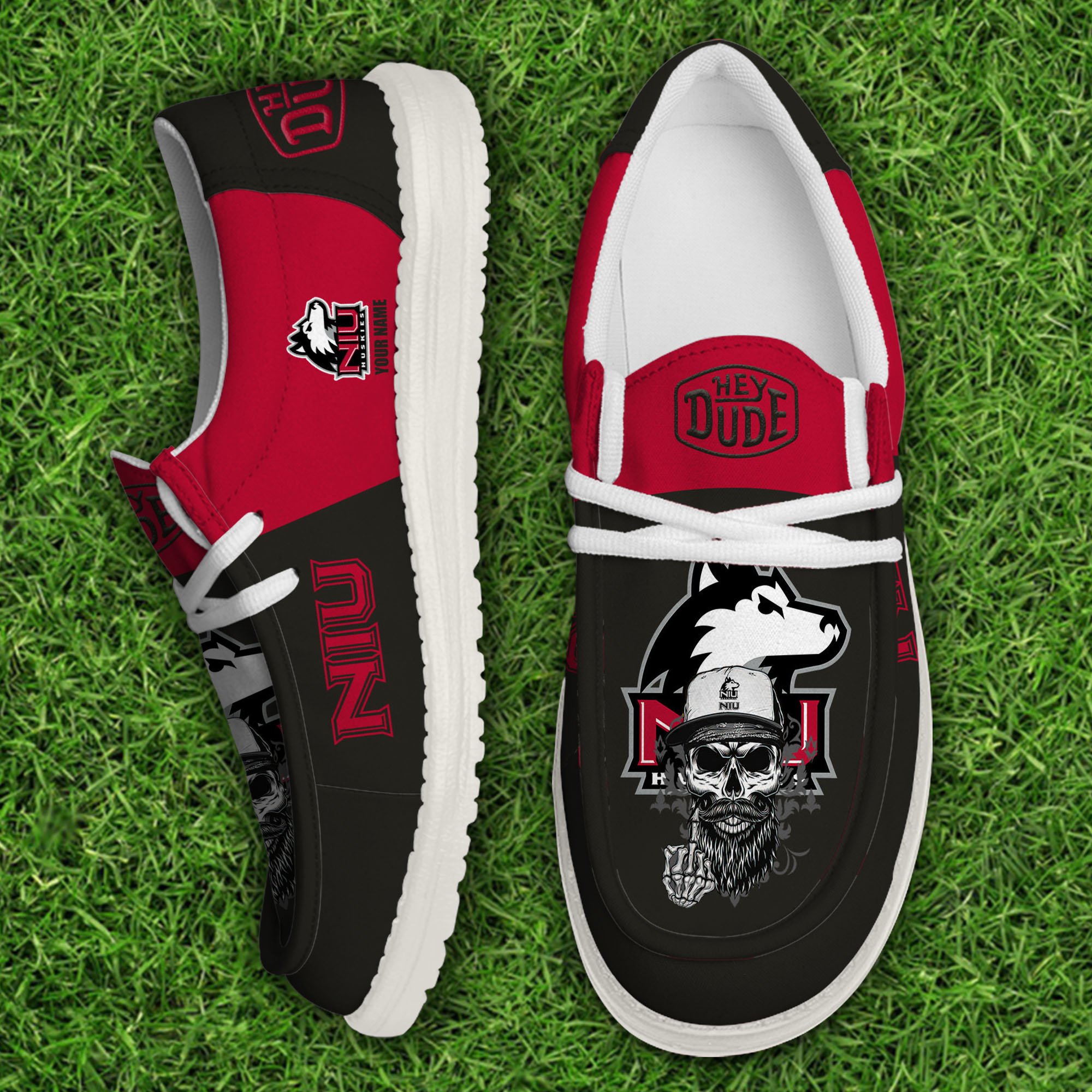 Northern Illinois Huskies Football Hey Dude Canvas Loafer Shoes Custom Your Name, Sport Shoes For Fan, Fan Gifts EHIVM-60908