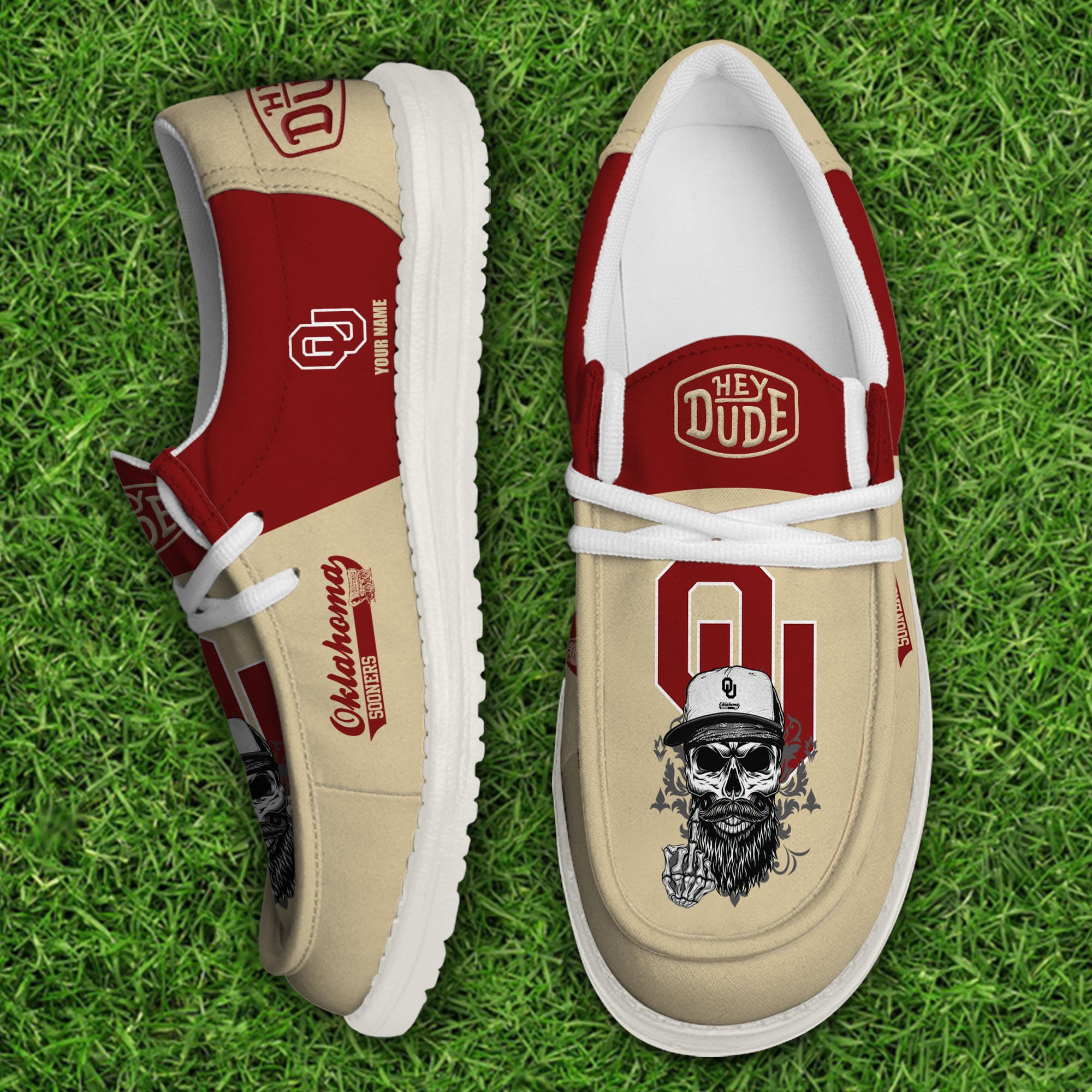 Oklahoma Sooners Football Hey Dude Canvas Loafer Shoes Custom Your Name, Sport Shoes For Fan, Fan Gifts EHIVM-60908