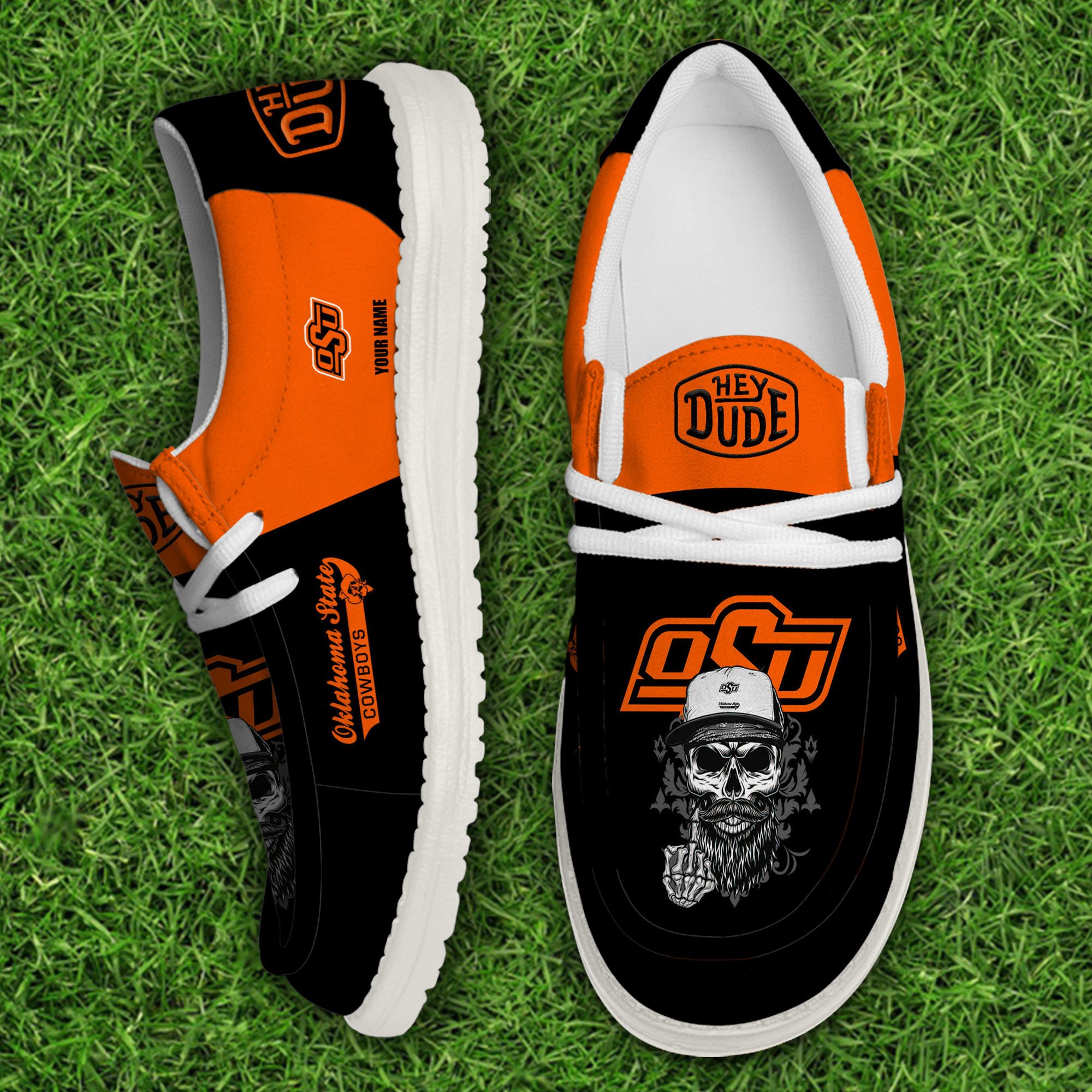 Oklahoma State Cowboys Football Hey Dude Canvas Loafer Shoes Custom Your Name, Sport Shoes For Fan, Fan Gifts EHIVM-60908