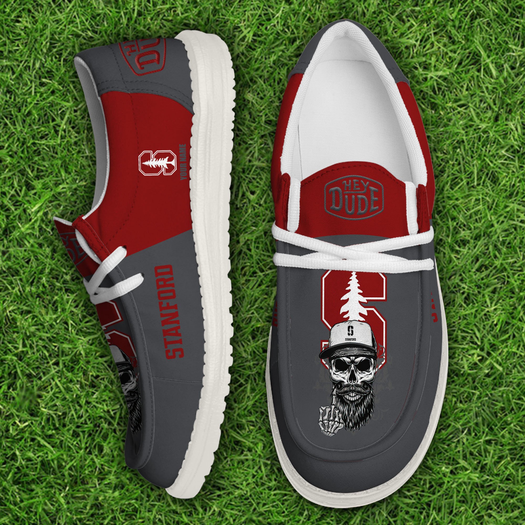 Stanford Cardinal Football Hey Dude Canvas Loafer Shoes Custom Your Name, Sport Shoes For Fan, Fan Gifts EHIVM-60908