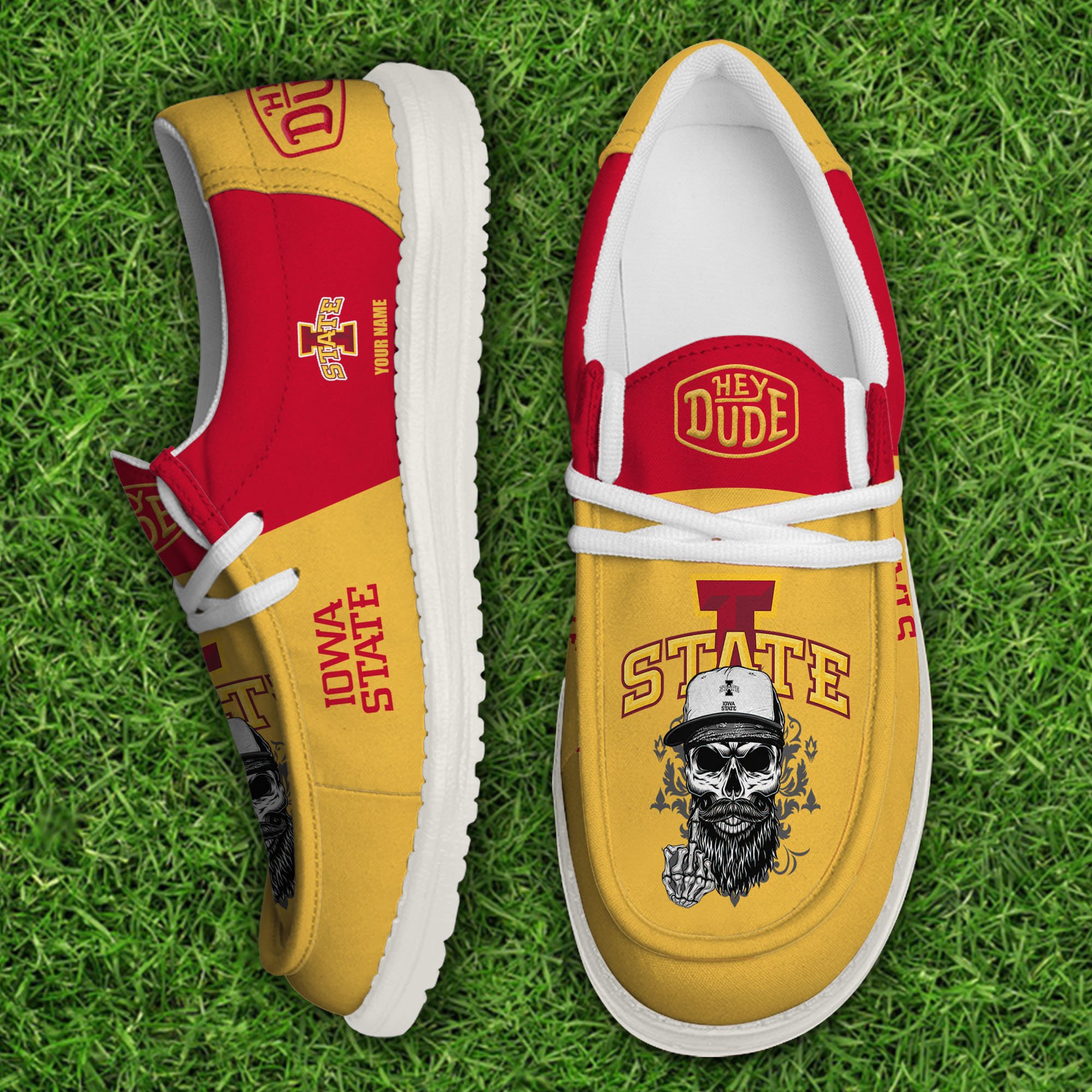 Iowa State Cyclones Football Hey Dude Canvas Loafer Shoes Custom Your Name, Sport Shoes For Fan, Fan Gifts EHIVM-60908