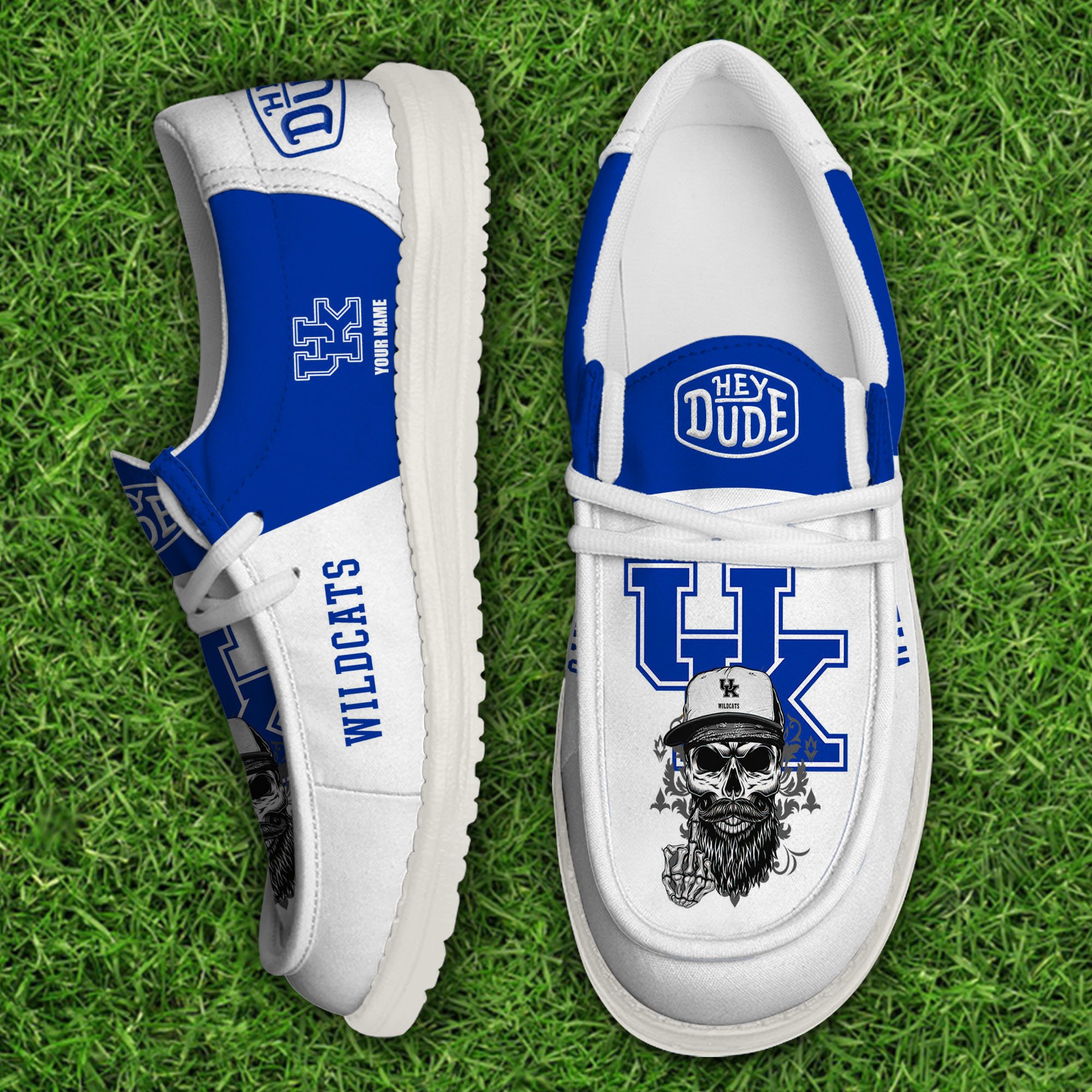 Kentucky Wildcats Football Hey Dude Canvas Loafer Shoes Custom Your Name, Sport Shoes For Fan, Fan Gifts EHIVM-60908