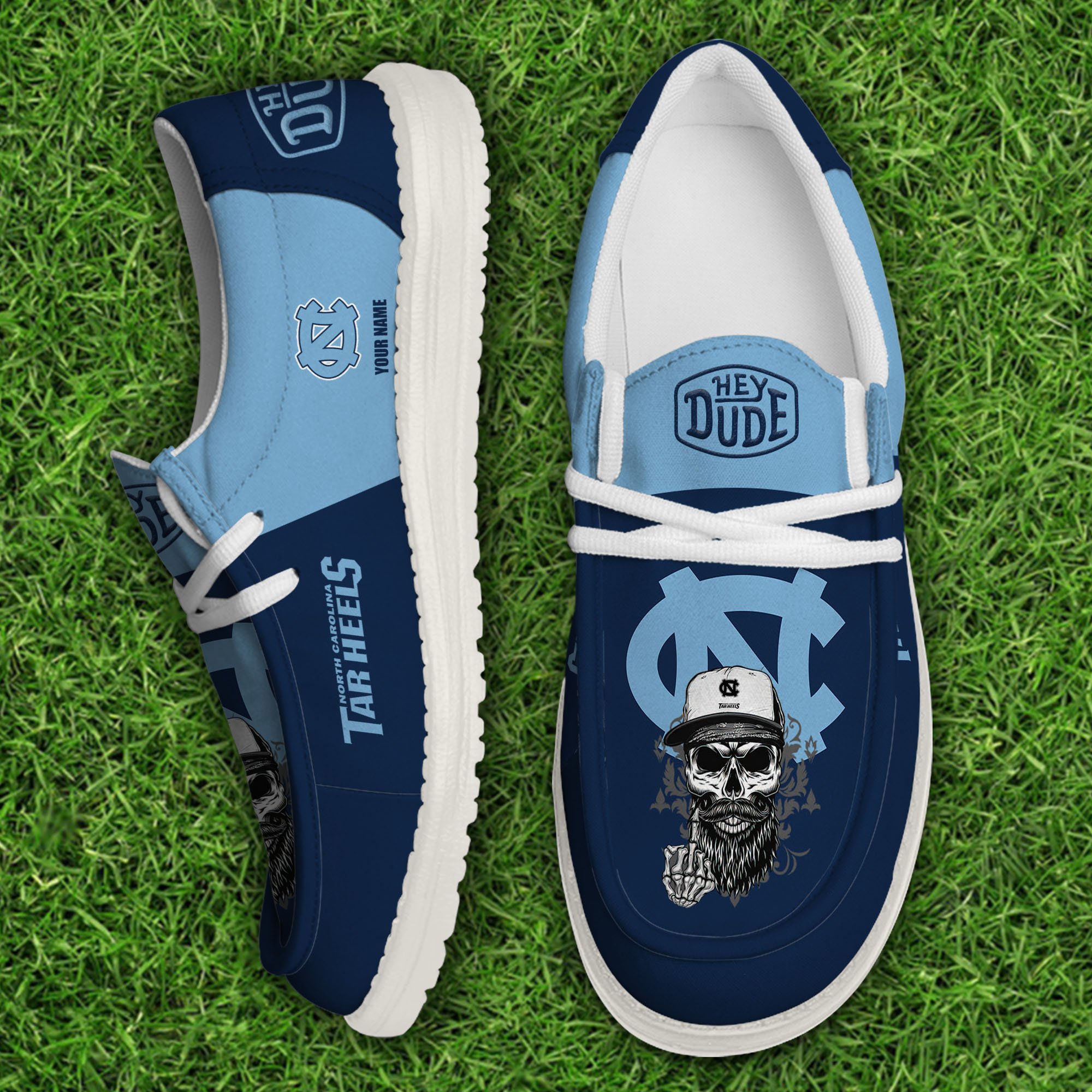 North Carolina Tar Heels Football Hey Dude Canvas Loafer Shoes Custom Your Name, Sport Shoes For Fan, Fan Gifts EHIVM-60908