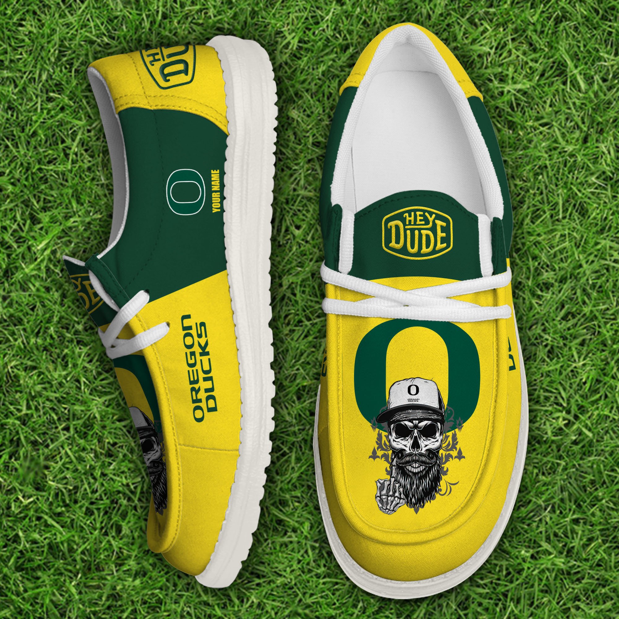 Oregon Ducks Football Hey Dude Canvas Loafer Shoes Custom Your Name, Sport Shoes For Fan, Fan Gifts EHIVM-60908