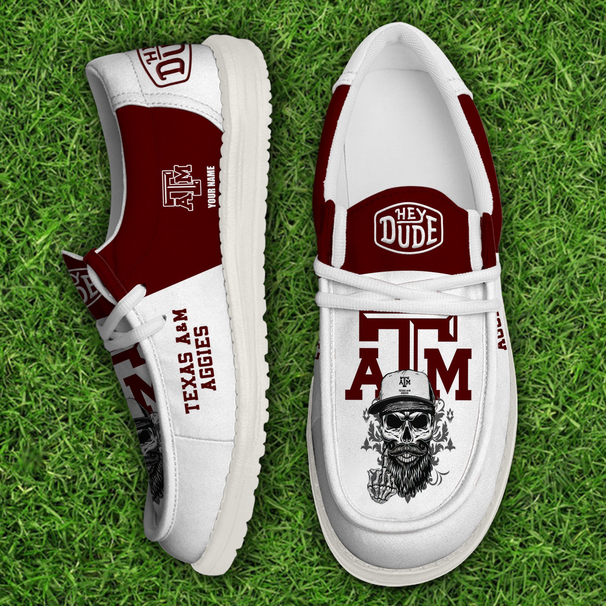 Texas A&M Aggies Football Hey Dude Canvas Loafer Shoes Custom Your Name, Sport Shoes For Fan, Fan Gifts EHIVM-60908