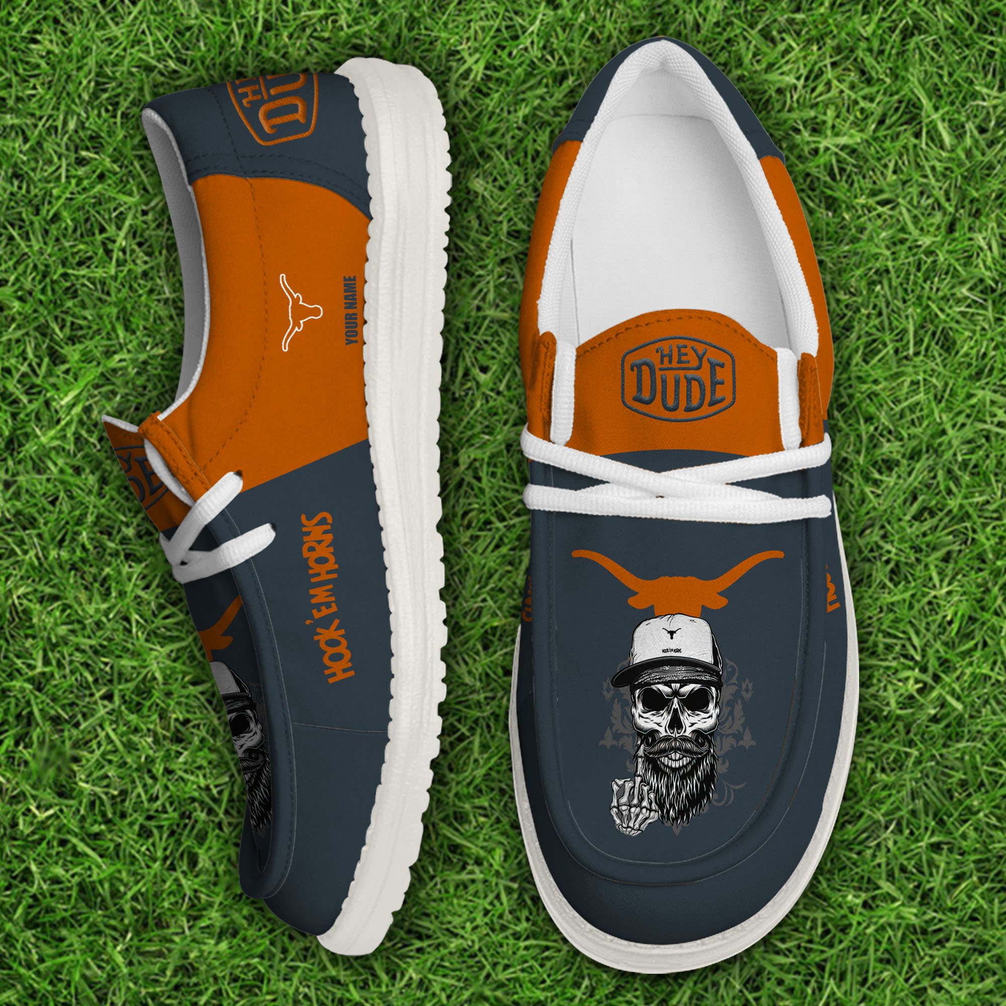 Texas Longhorns Football Hey Dude Canvas Loafer Shoes Custom Your Name, Sport Shoes For Fan, Fan Gifts EHIVM-60908