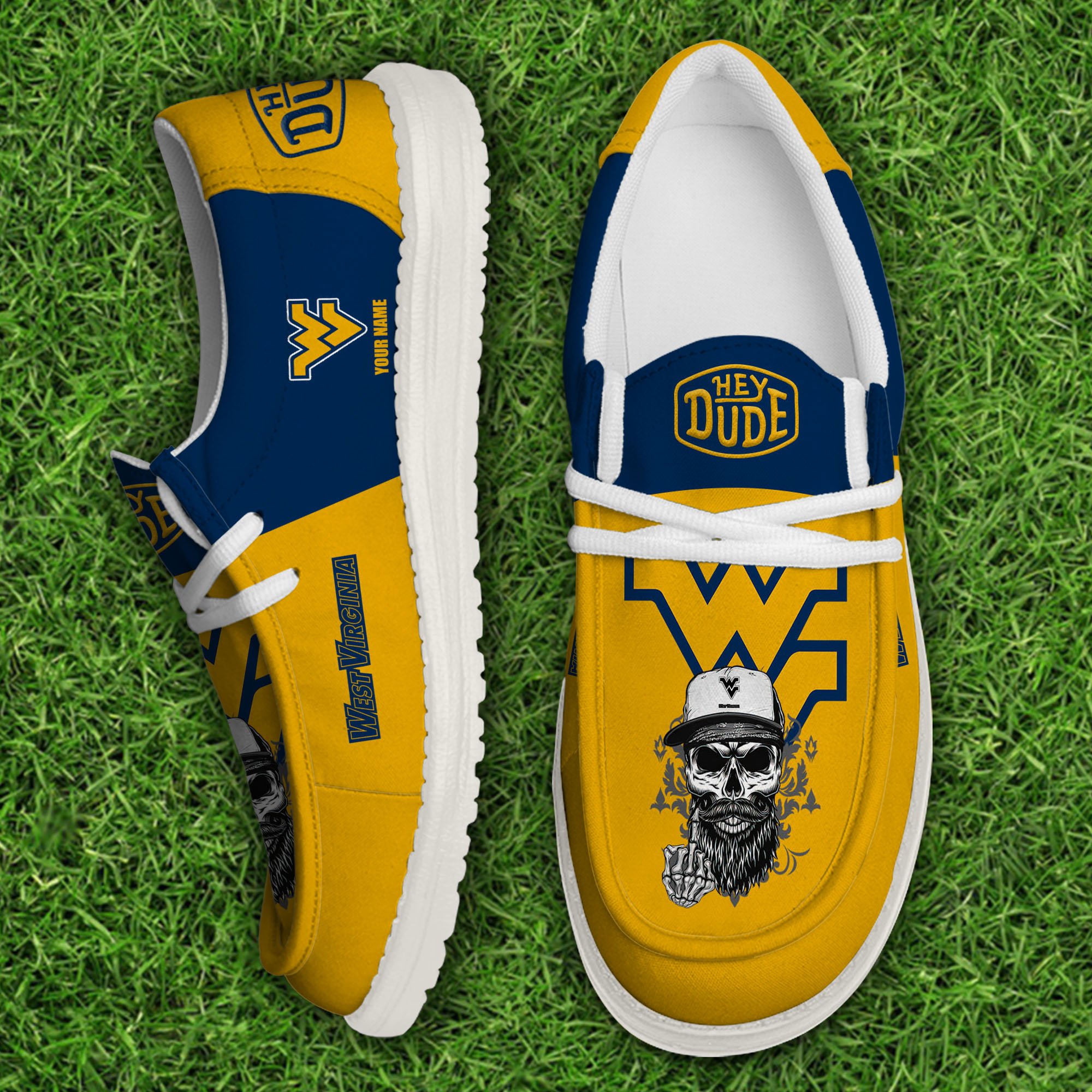 West Virginia Mountaineers Football Hey Dude Canvas Loafer Shoes Custom Your Name, Sport Shoes For Fan, Fan Gifts EHIVM-60908