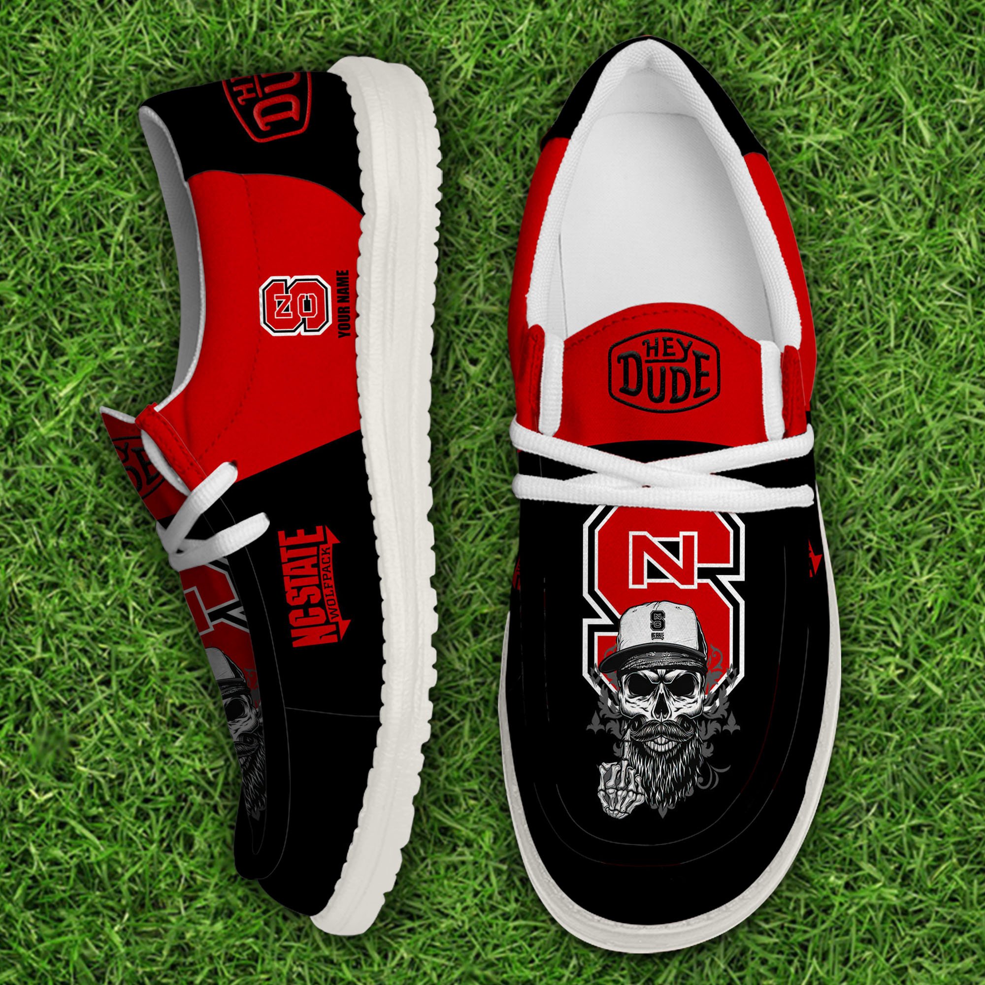 NC State Wolfpack Football Hey Dude Canvas Loafer Shoes Custom Your Name, Sport Shoes For Fan, Fan Gifts EHIVM-60908