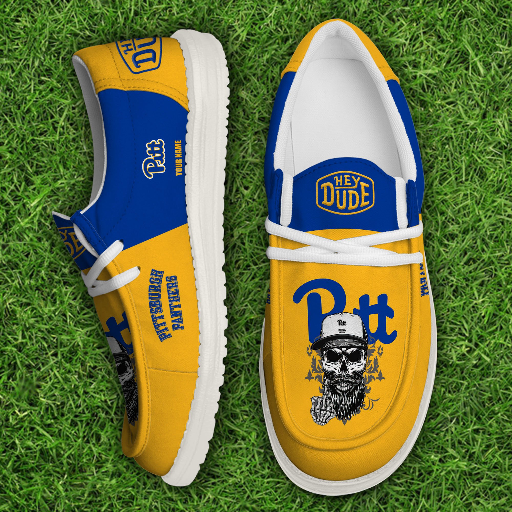 Pittsburgh Panthers Football Hey Dude Canvas Loafer Shoes Custom Your Name, Sport Shoes For Fan, Fan Gifts EHIVM-60908