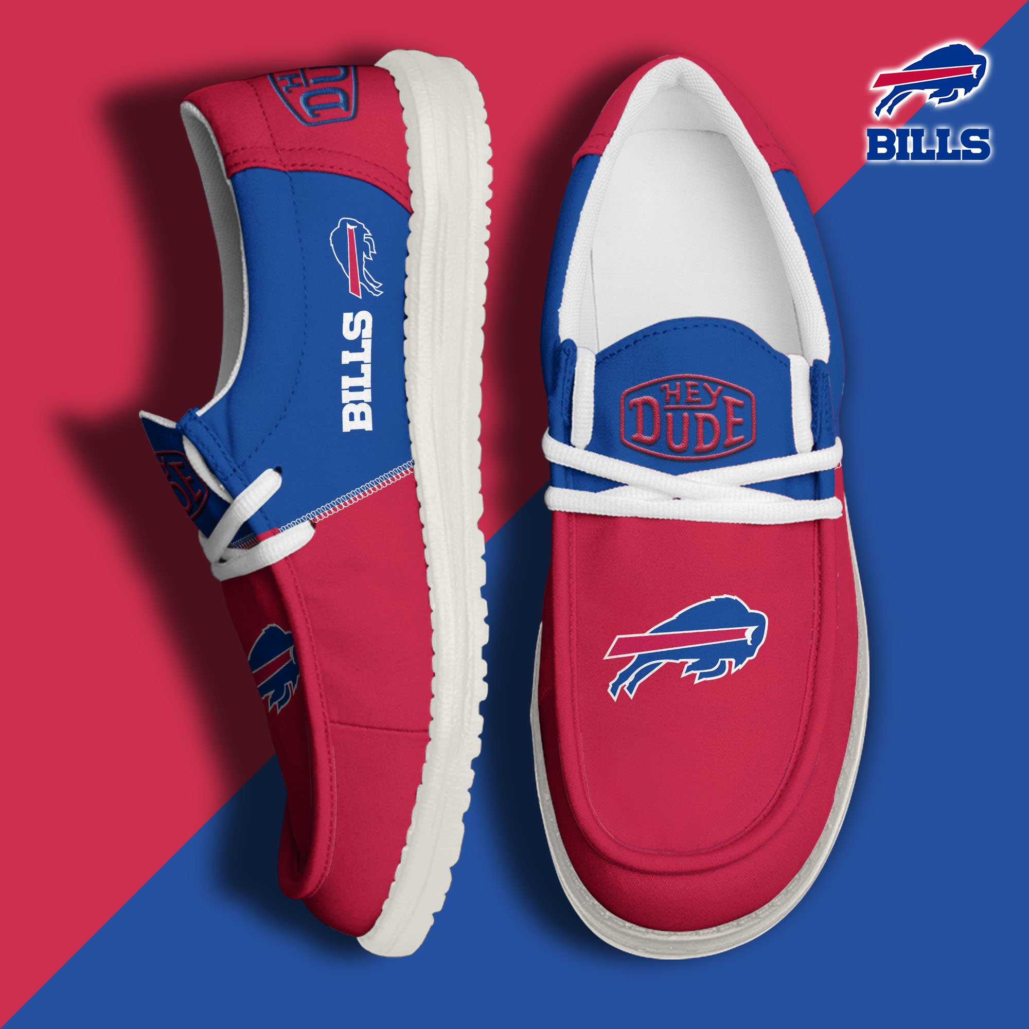 Buffalo Bills Football Hey Dude Canvas Loafer Shoes Custom Your Name, Sport Shoes For Fan, Fan Gifts EHIVM-60931