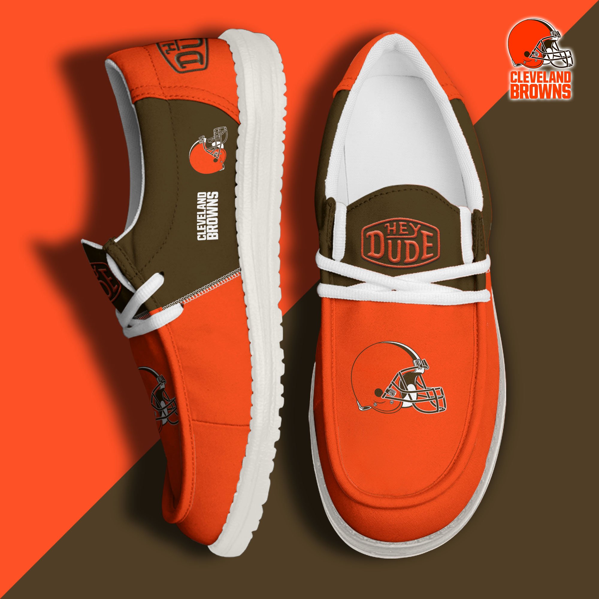 Cleveland Browns Football Hey Dude Canvas Loafer Shoes Custom Your Name, Sport Shoes For Fan, Fan Gifts EHIVM-60931