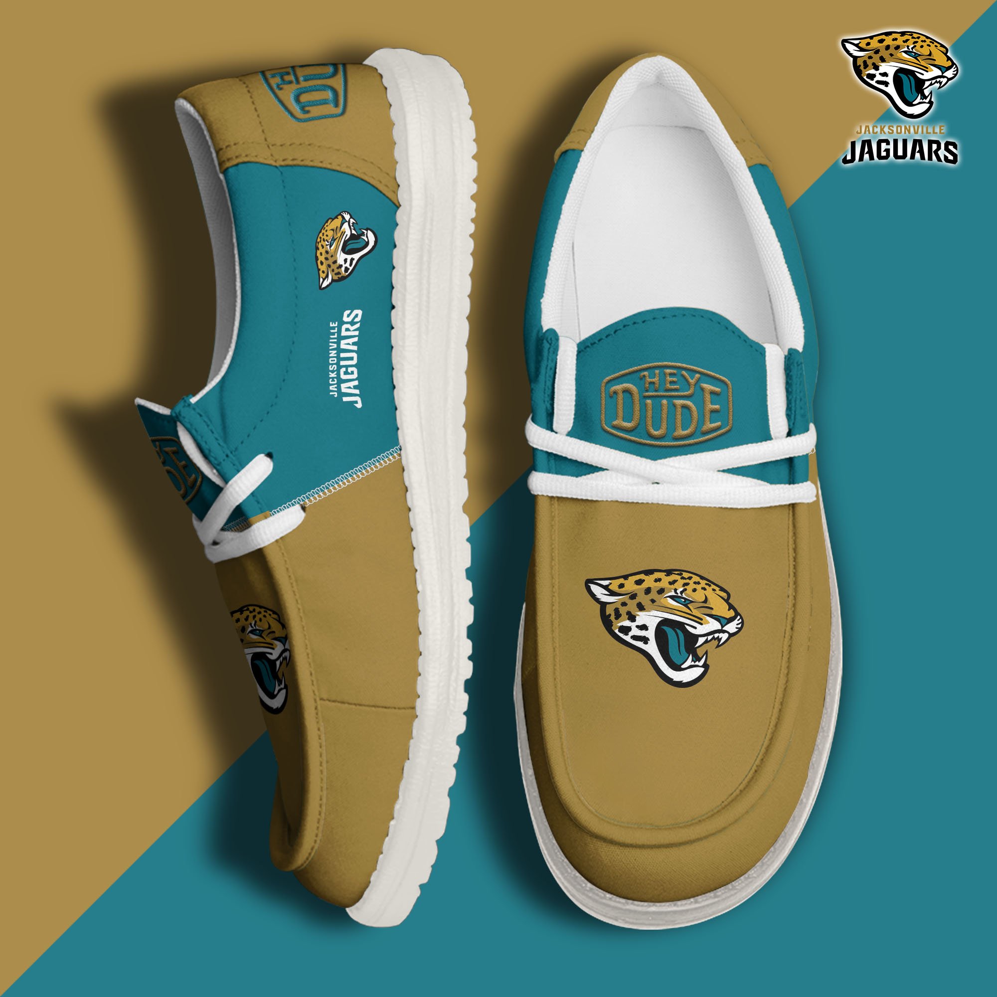 Jacksonville Jaguars Football Hey Dude Canvas Loafer Shoes Custom Your Name, Sport Shoes For Fan, Fan Gifts EHIVM-60931