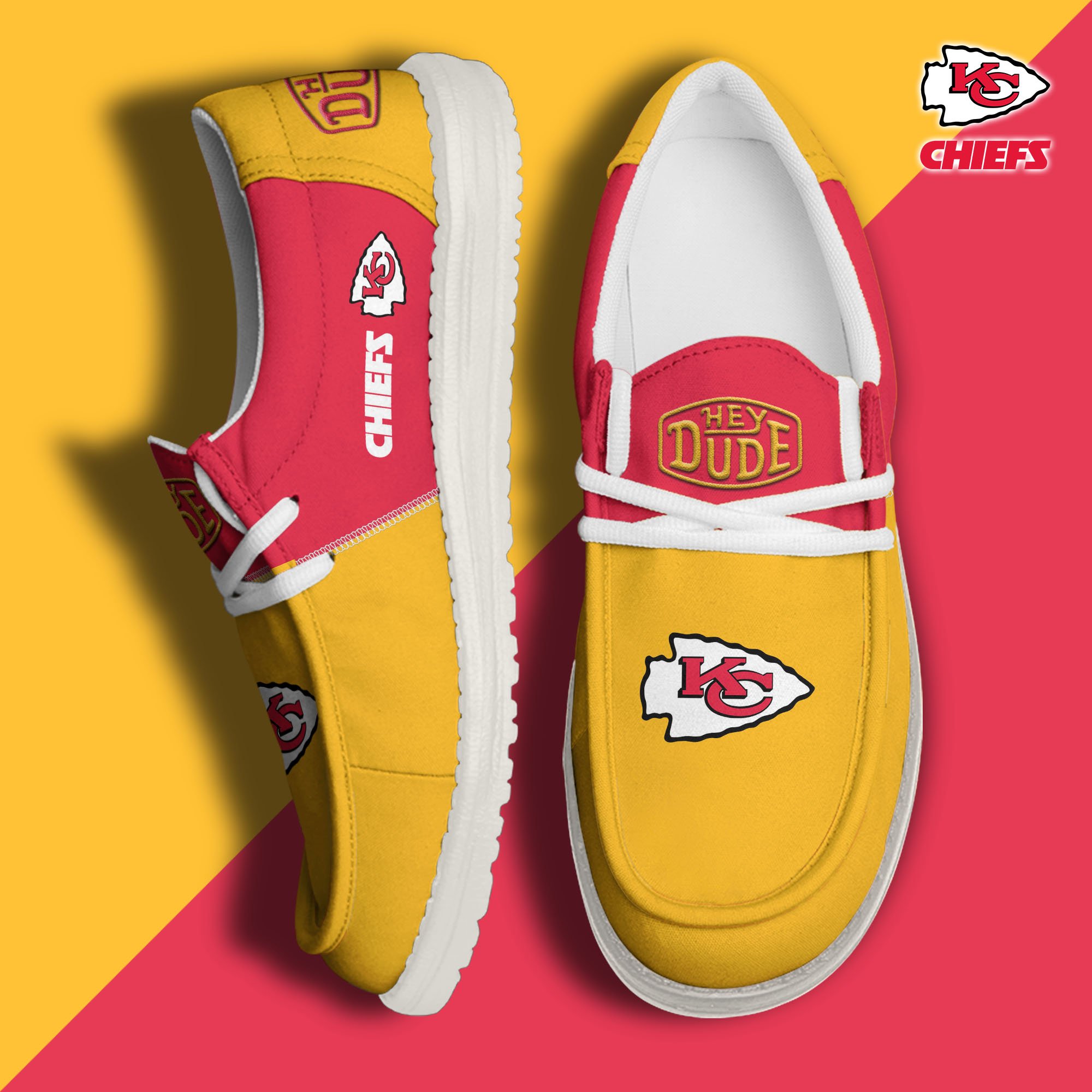 Kansas City Chiefs Football Hey Dude Canvas Loafer Shoes Custom Your Name, Sport Shoes For Fan, Fan Gifts EHIVM-60931