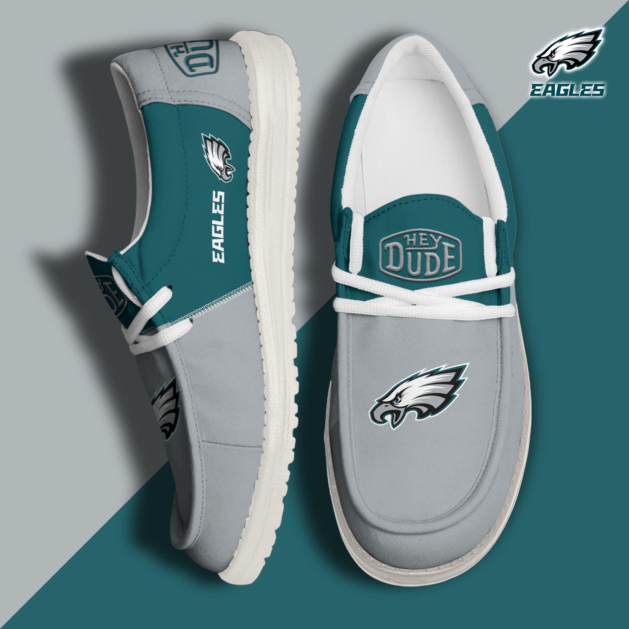 Philadelphia Eagles Football Hey Dude Canvas Loafer Shoes Custom Your Name, Sport Shoes For Fan, Fan Gifts EHIVM-60931